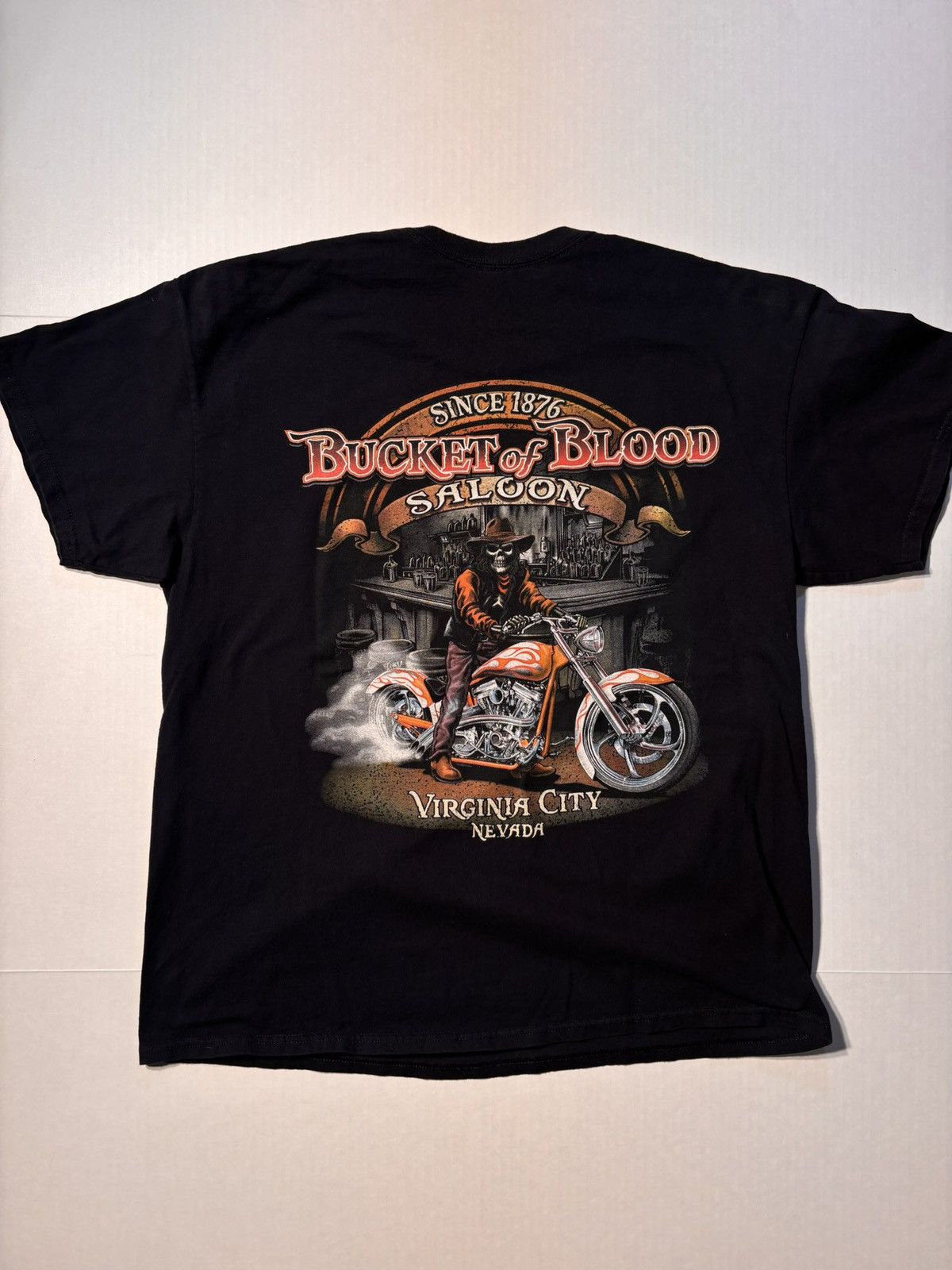 Harley Davidson Vtg Bucket Of Blood Saloon Skull Biker Chopper Nevada Y2K XL Size US XL / EU 56 / 4 - 1 Thumbnail