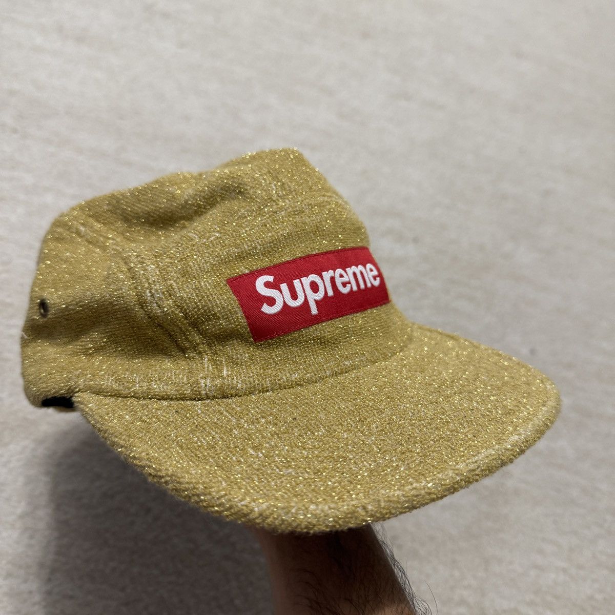 Supreme Supreme Gold Glitter Terry Camp Cap Hat Adjustable S/S 2019 Size ONE SIZE - 2 Thumbnail