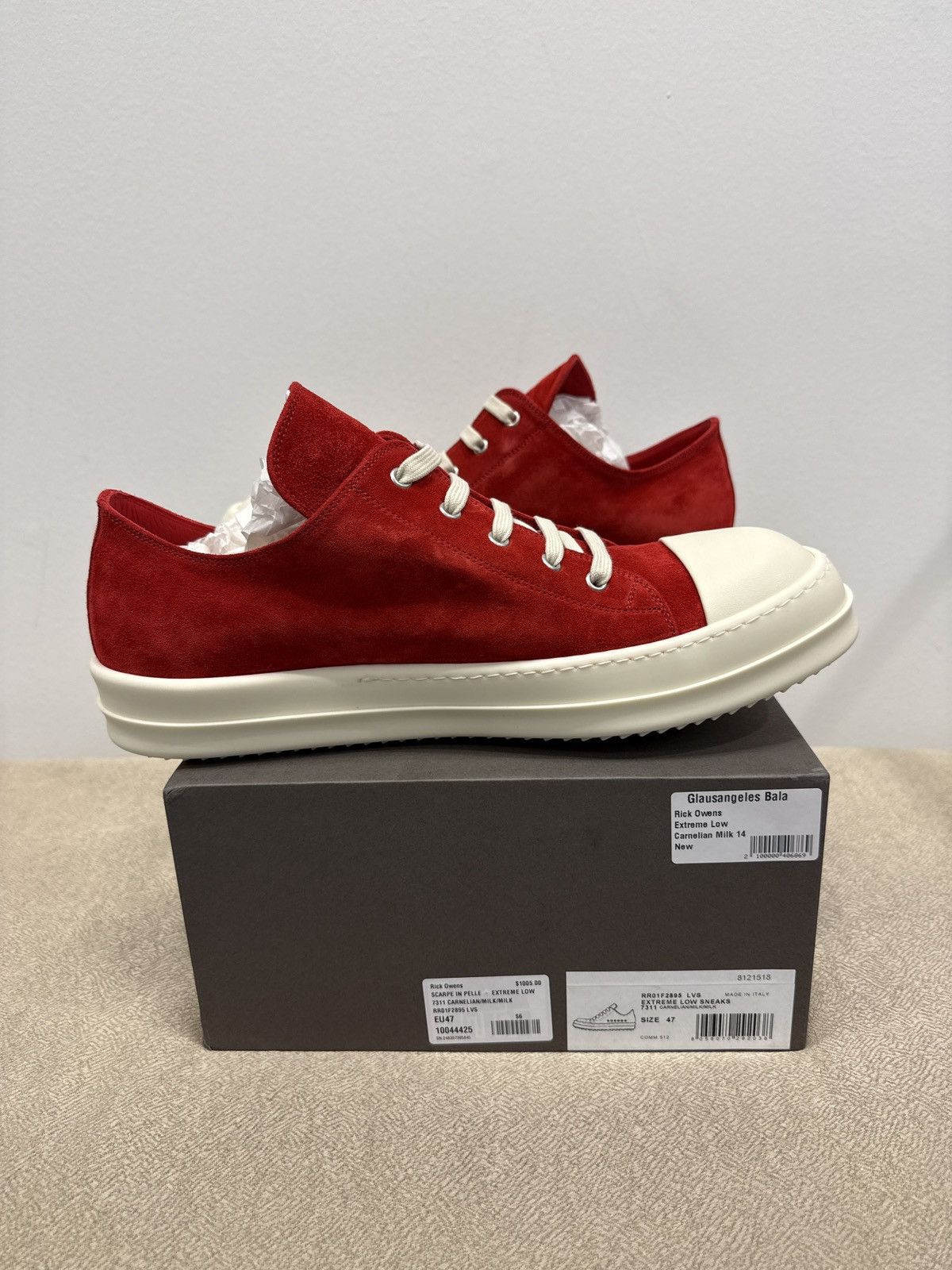 Rick Owens Rick Owens Extreme Low Sneaks Temple SS26 Carnelian Milk Size US 14 / EU 47 - 2 Thumbnail