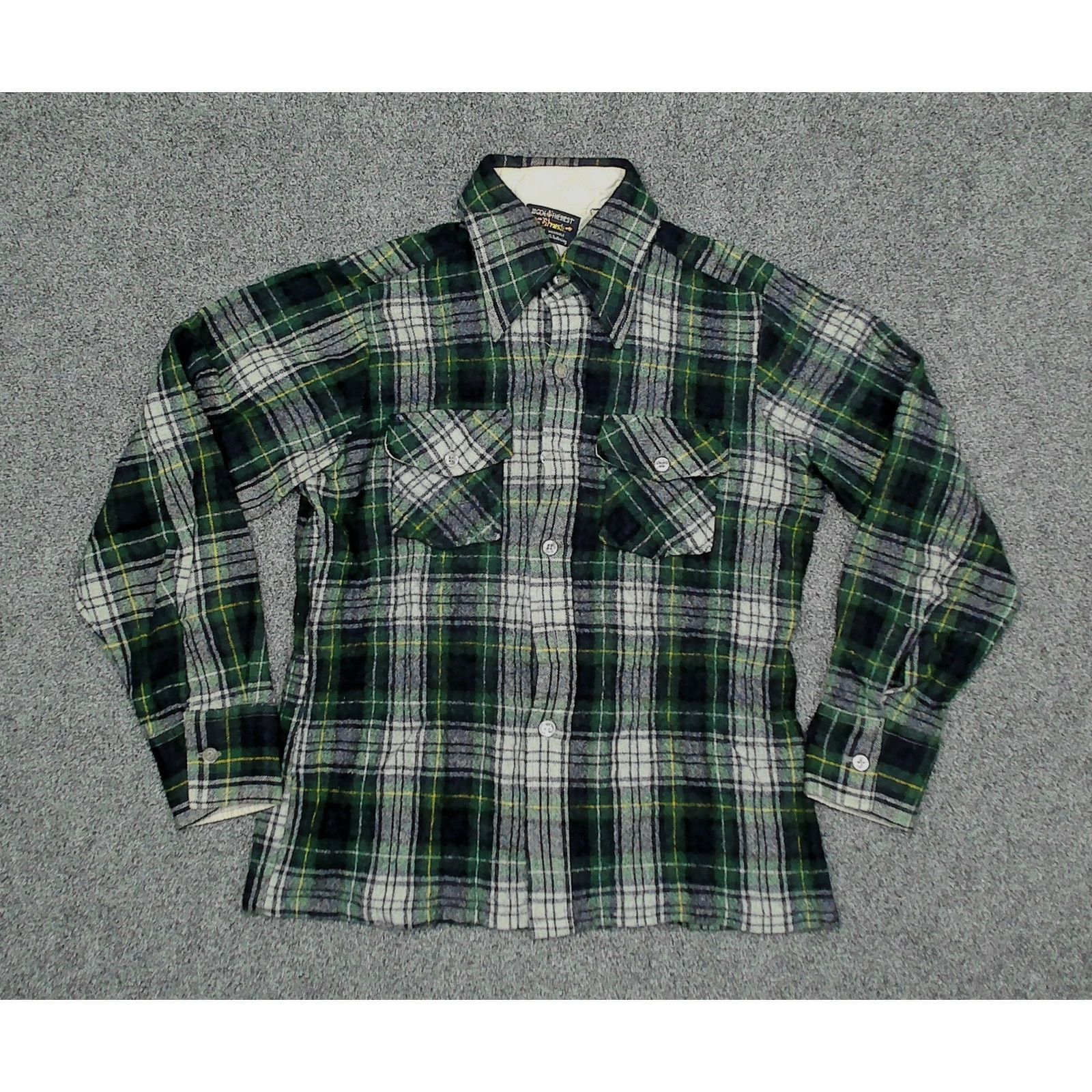 Vintage Brewster Wool O' The West 1970s Single Needle Plaid Shacket Size S / US 4 / IT 40 - 3 Thumbnail