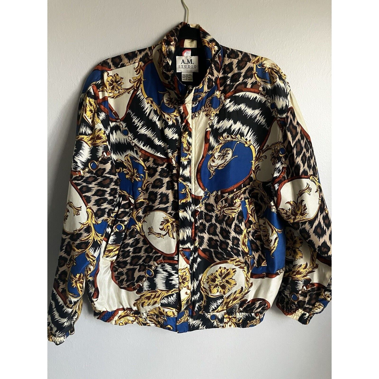 STUDIOUS A.M. Studio Silk Jacket women's Size M VINTAGE jungle zip Size M / US 6-8 / IT 42-44 - 1 Thumbnail