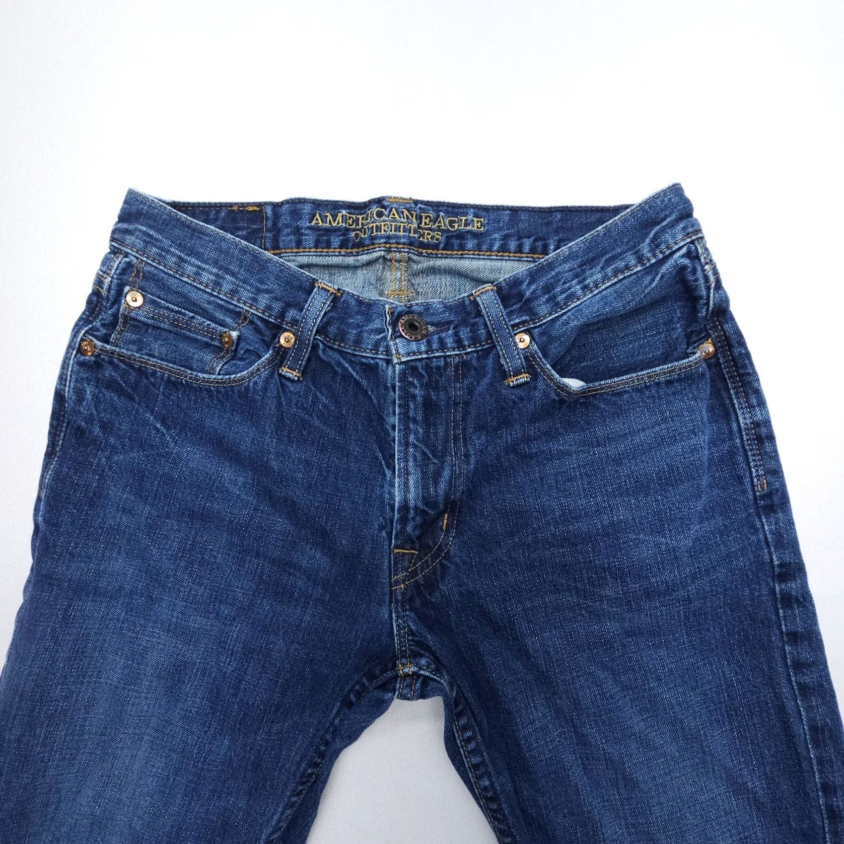 American Eagle Outfitters American Eagle Outfitters Jeans Mens 30 x 31 Slim Straight Dark Wash Denim Hemmed Blue 5-Pocket Logo Casual JeansMens Size US 30 / EU 46 - 3 Thumbnail
