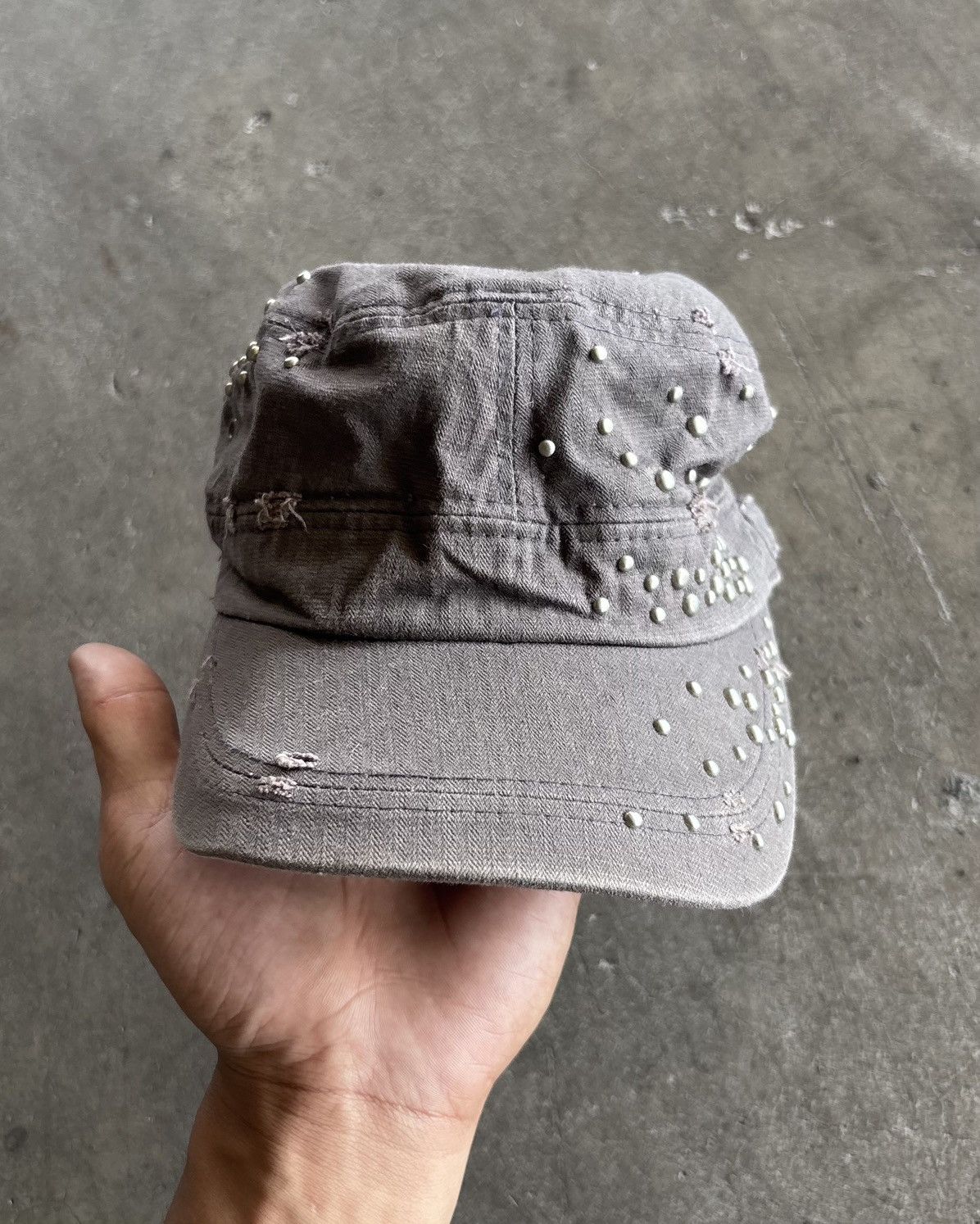If Six Was Nine Vintage Studed Cadet Hats Distressed Faded Brown Size ONE SIZE - 3 Thumbnail