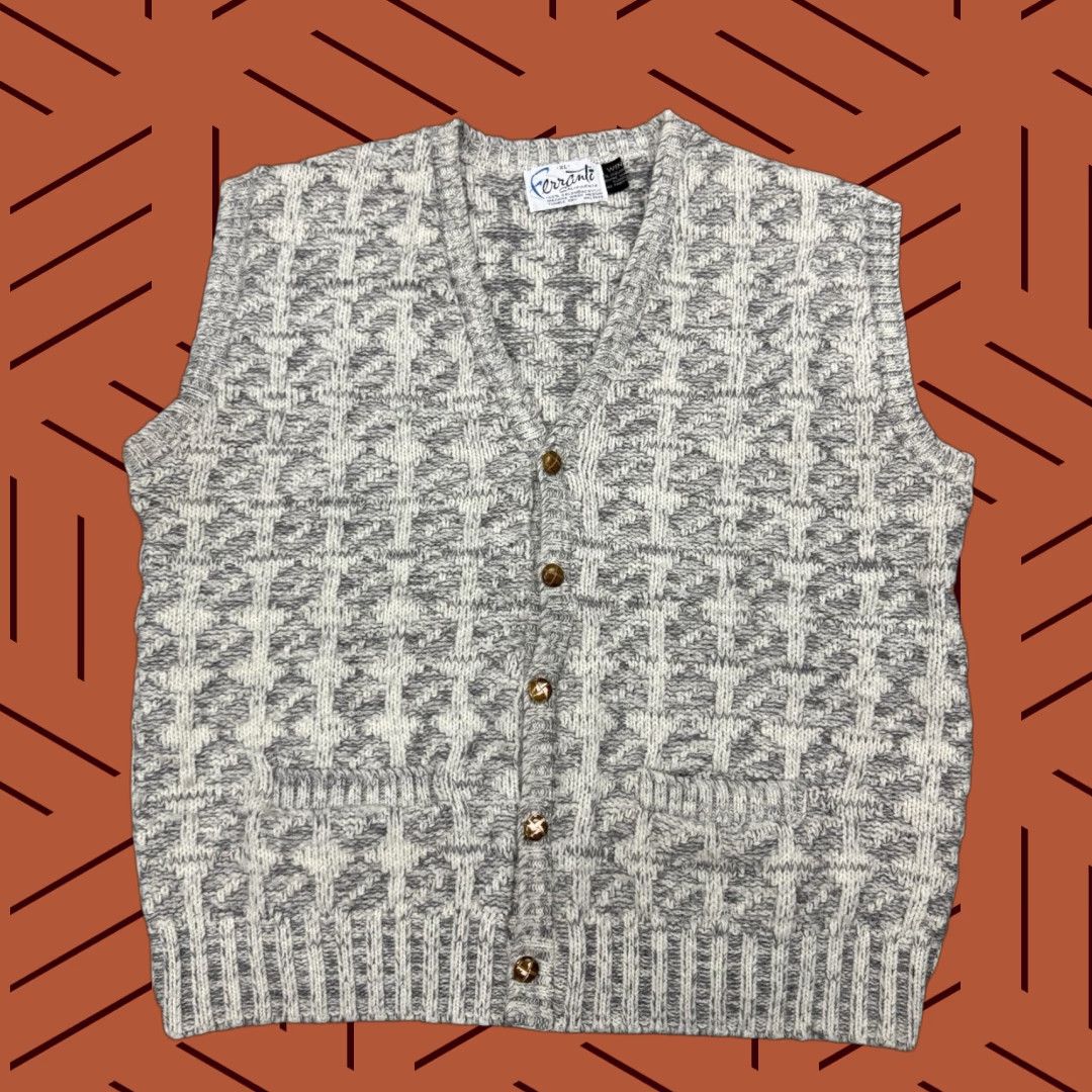 Vintage VINTAGE 70s Ferranti California Knit Sweater Vest Men XL Heather Gray Casual Formal Workwear Size US XL / EU 56 / 4 - 1 Thumbnail