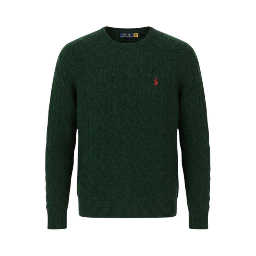 Ralph Lauren Dark Green L Wool Cashmere Tight Knit Pullover 86926 Size US L / EU 52-54 / 3 - 1 Thumbnail