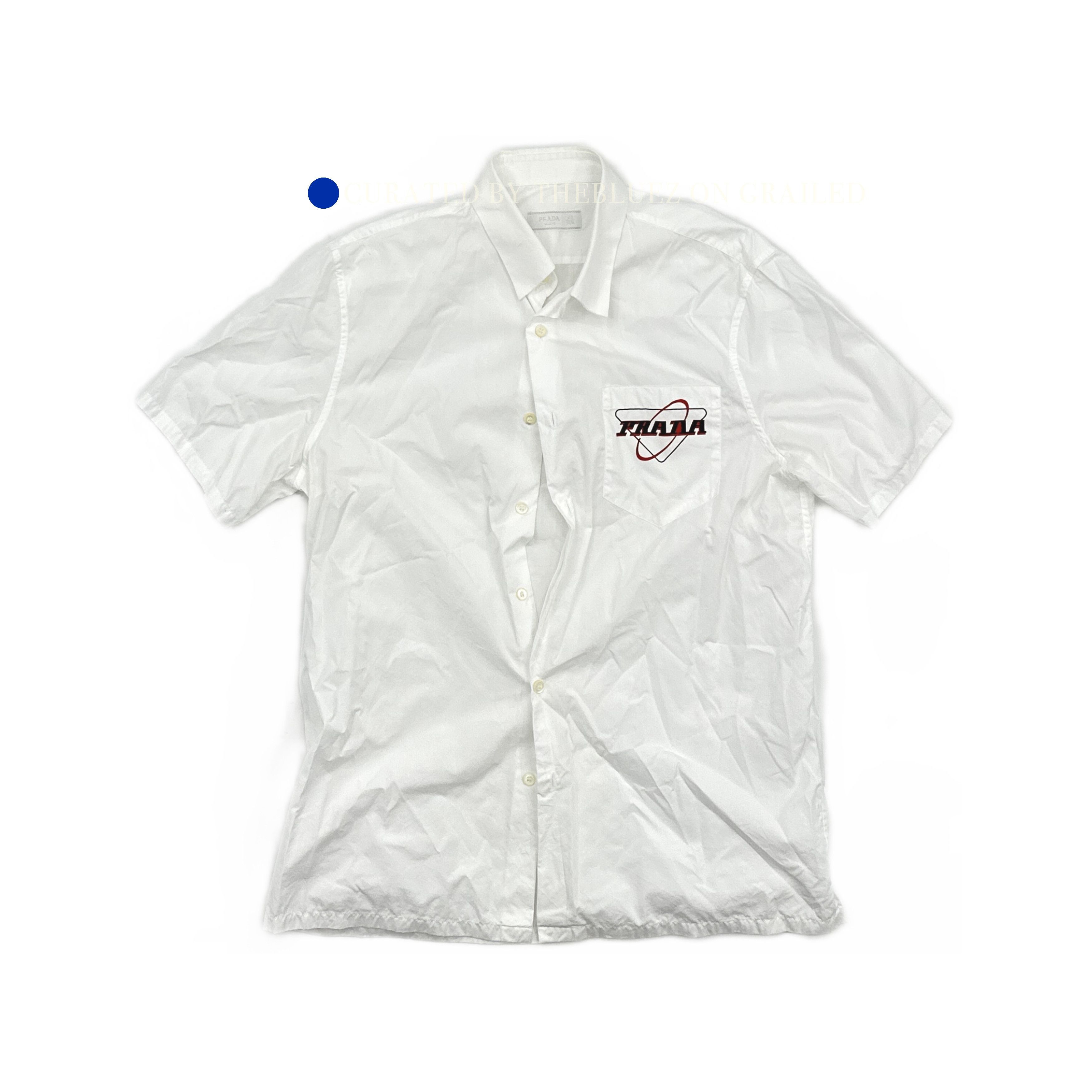 Prada Logo Print Chest Pocket Shirt in White Size US XXS / EU 40 - 1 Preview