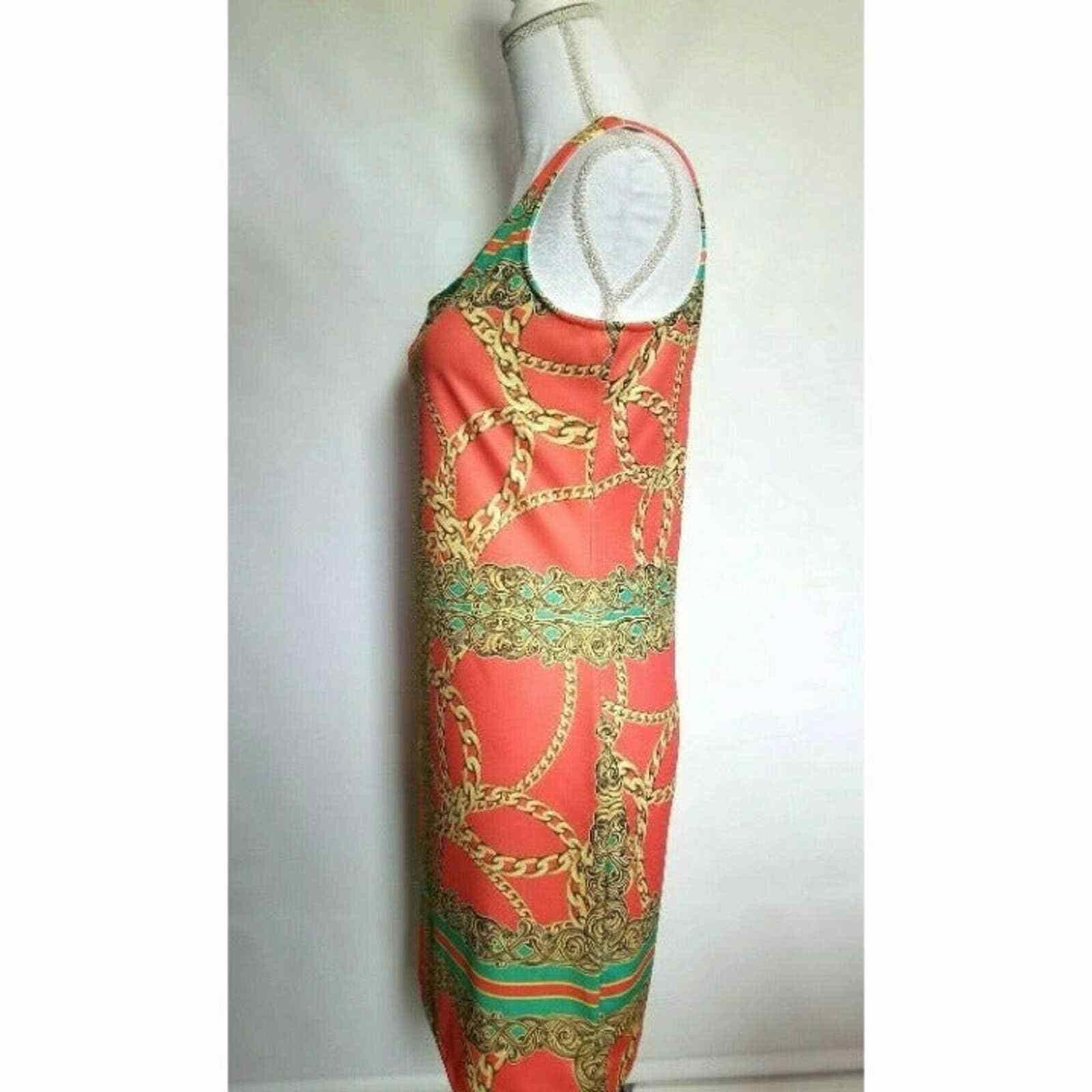 Other B Sharp Juniors Woman's Large L Dress Orange Chain Detailin Size L / US 10 / IT 46 - 5 Thumbnail