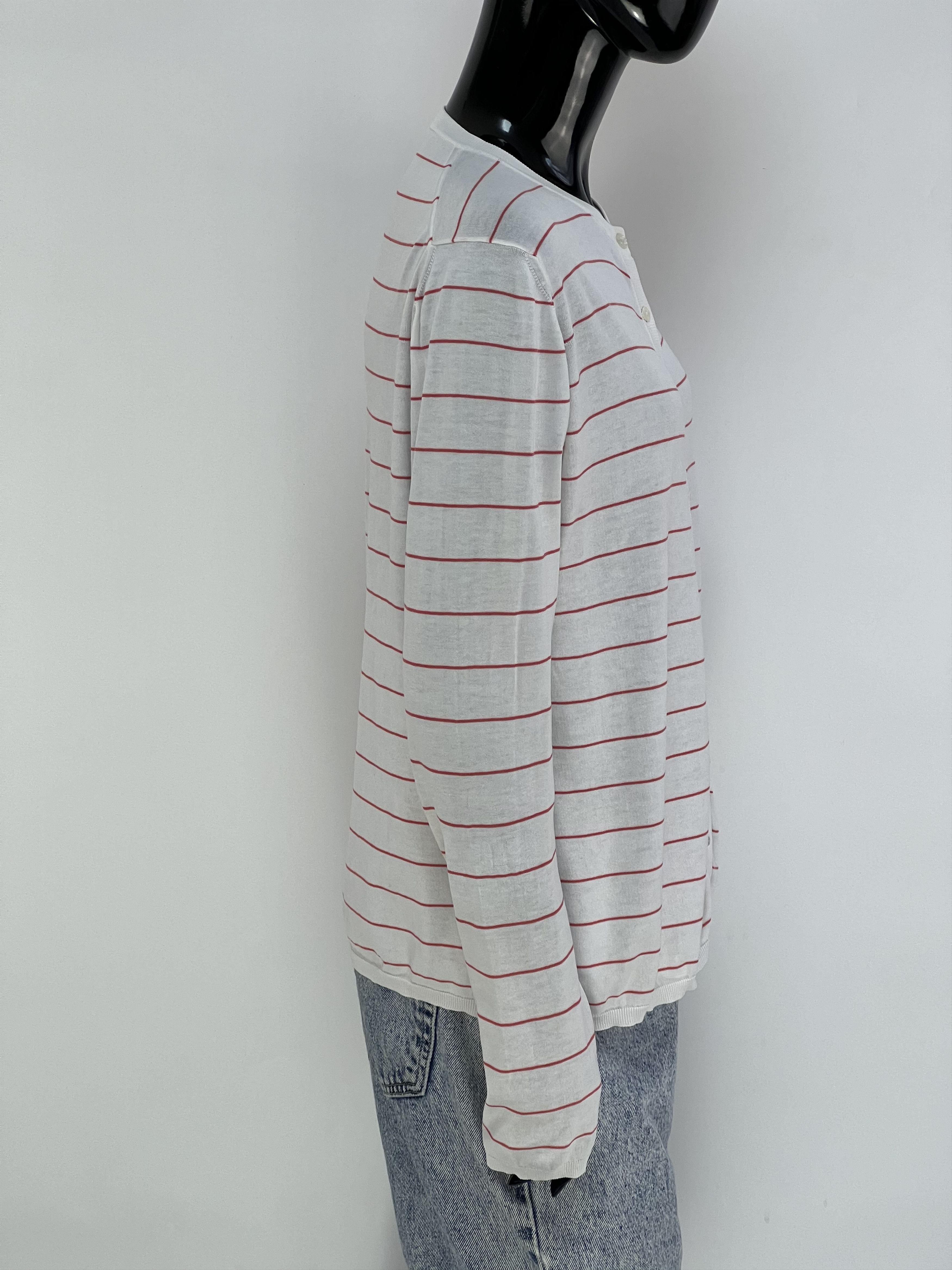 Malo Malo 100% Cotton Striped Crew Neck Cardigan Size IT 46 Size L / US 10 / IT 46 - 2 Thumbnail