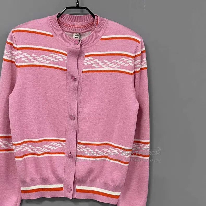 Hermes Hermes Pink Striped Rope Cashmere Cardigan Set Size XS / US 0-2 / IT 36-38 - 1 Thumbnail