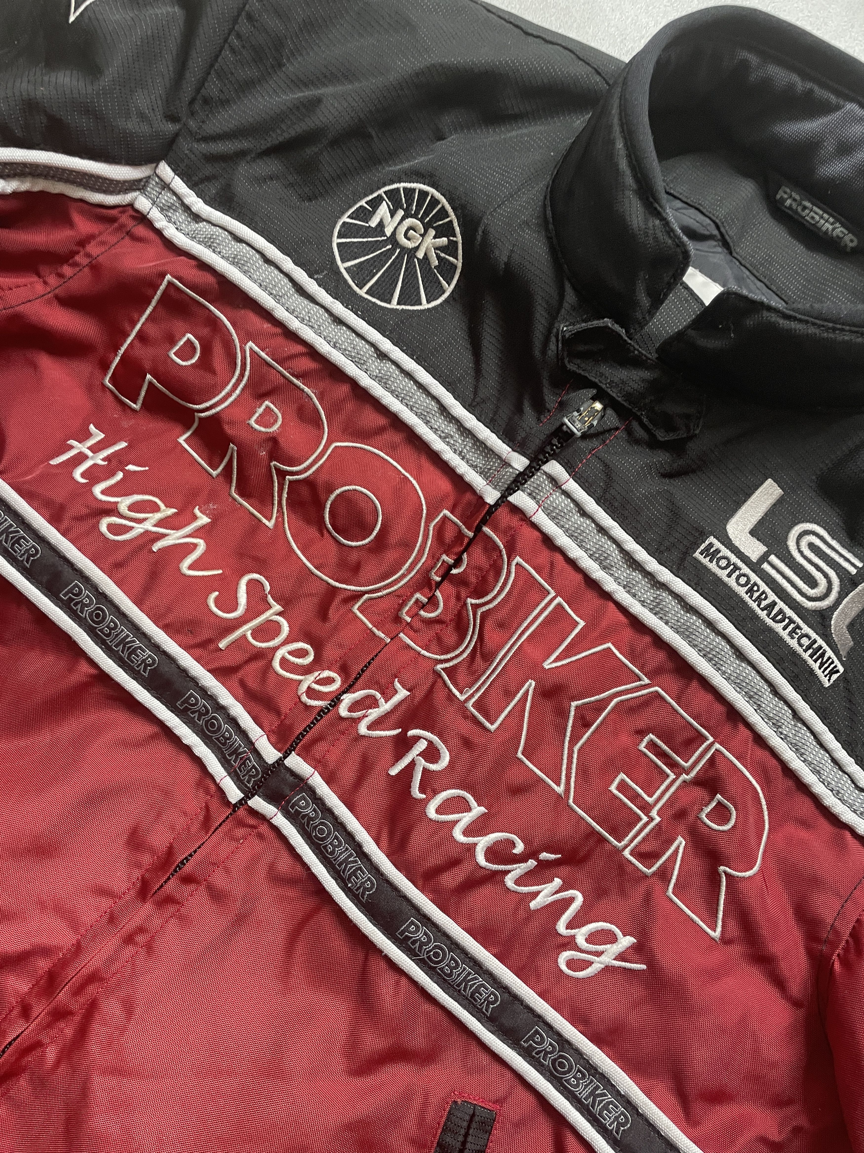 Formula 1 PROBIKER HIGH SPEED RACING MOTO BURGUNDY BLACK JACKET Size US L / EU 52-54 / 3 - 5 Thumbnail