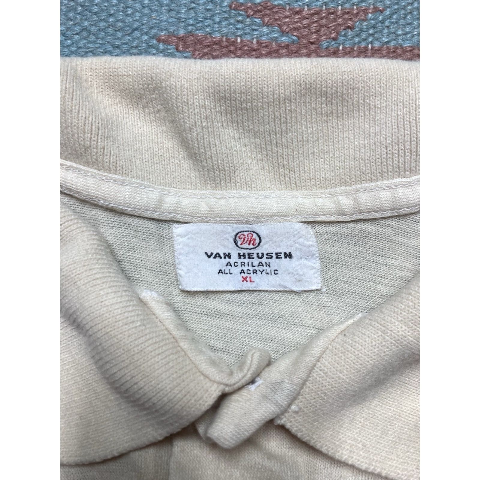 Van Heusen VINTAGE Van Heusen Polo Shirt Long Sleeve White XL 60s Acrylic Distressed Blank Size US XL / EU 56 / 4 - 6 Thumbnail