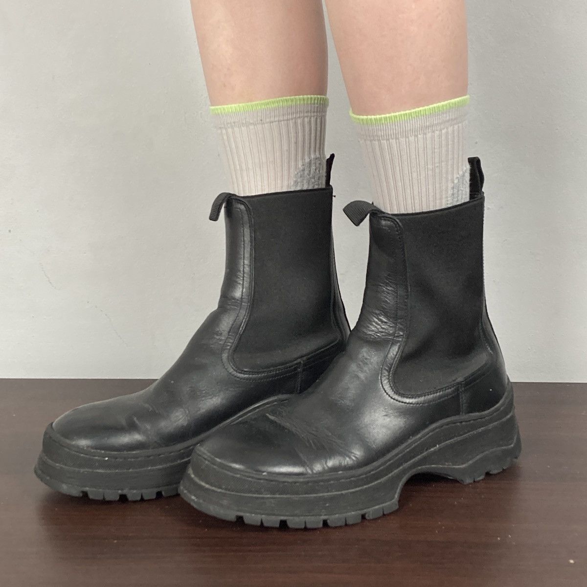 image of Arket - Chunky-Sole Leather Boots in Black, Women's (Size 7)