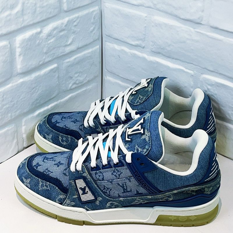 Louis Vuitton Louis Vuitton Blue Denim Low-Top Trainers 0089 Size US 8 / EU 41 - 1 Thumbnail