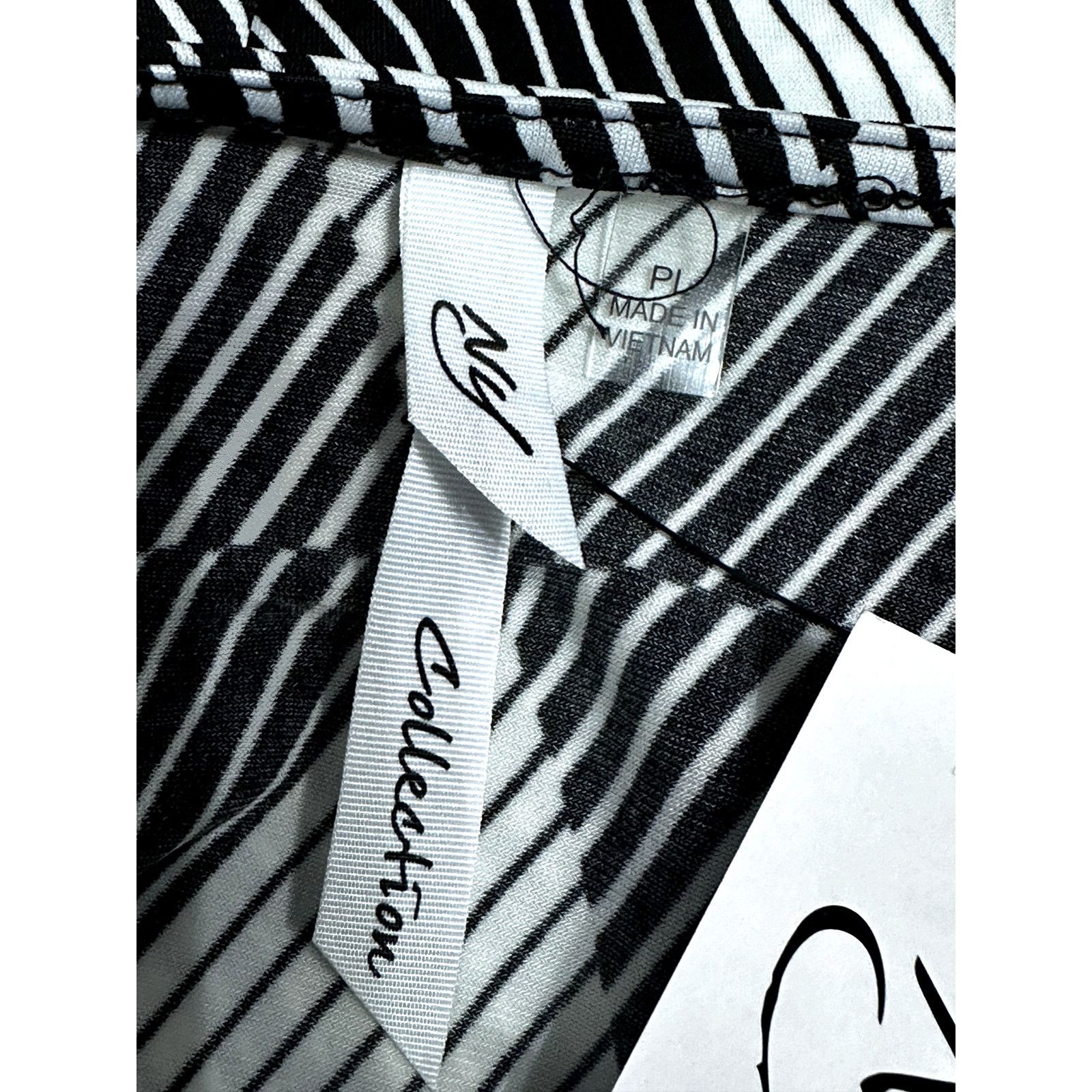 Other NY Collection Blouse Front Zip Geometric Black White W LP Size L / US 10 / IT 46 - 9 Thumbnail