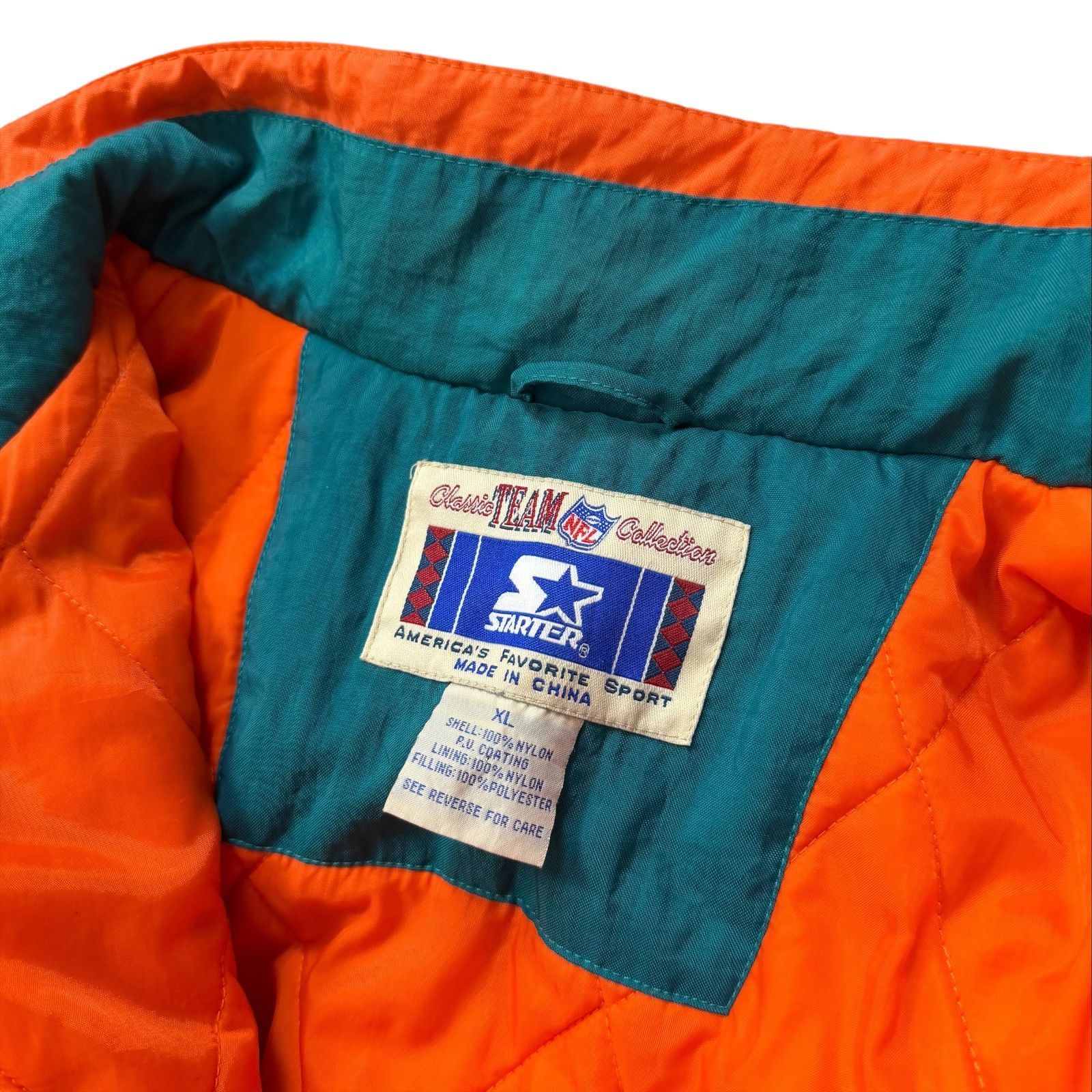 NFL VTG 90s MIAMI DOLPHINS STARTER PUFFER JACKET STAR SLEEVES Size US XL / EU 56 / 4 - 7 Thumbnail