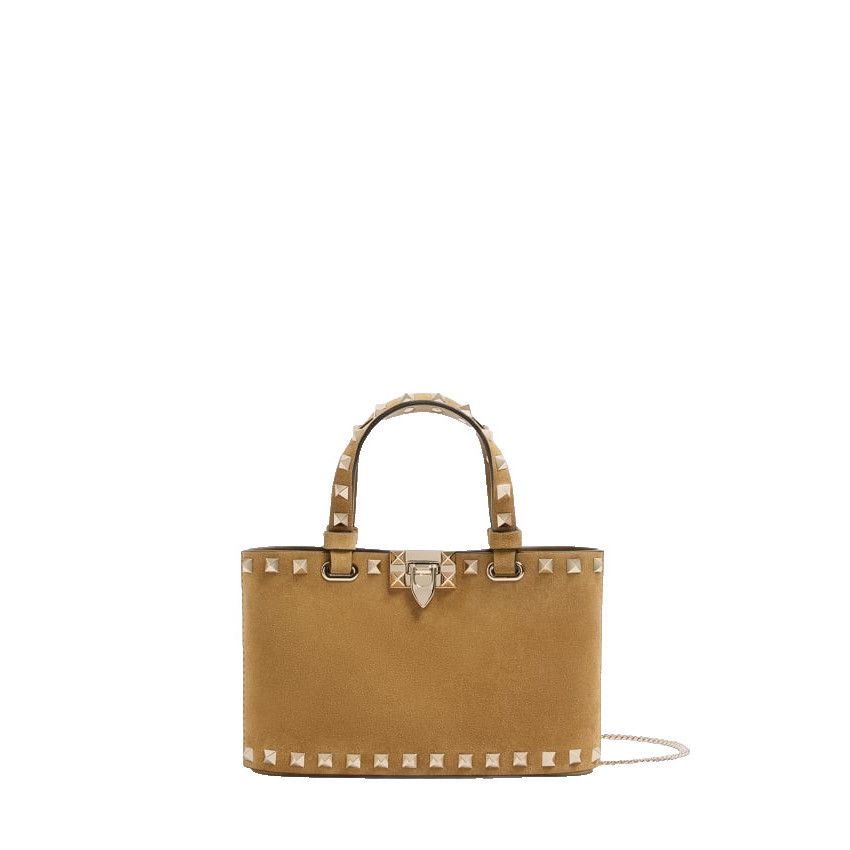 Valentino VALENTINO GARAVANI Rockstud Mini Beige Suede Shopping Bag Ne Size ONE SIZE - 1 Thumbnail