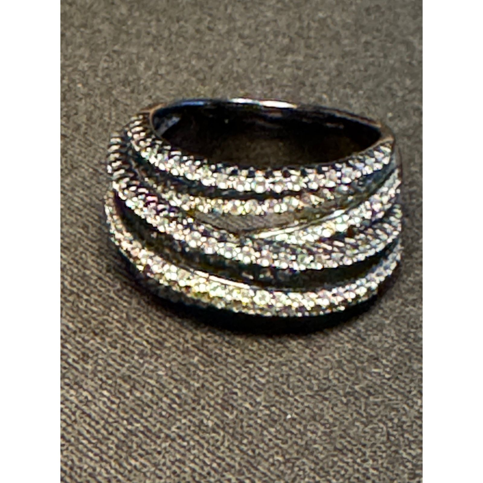 Other 925 Silver Diamond Rhodium Plated Over Silver Ring Size 8 Size ONE SIZE - 4 Thumbnail