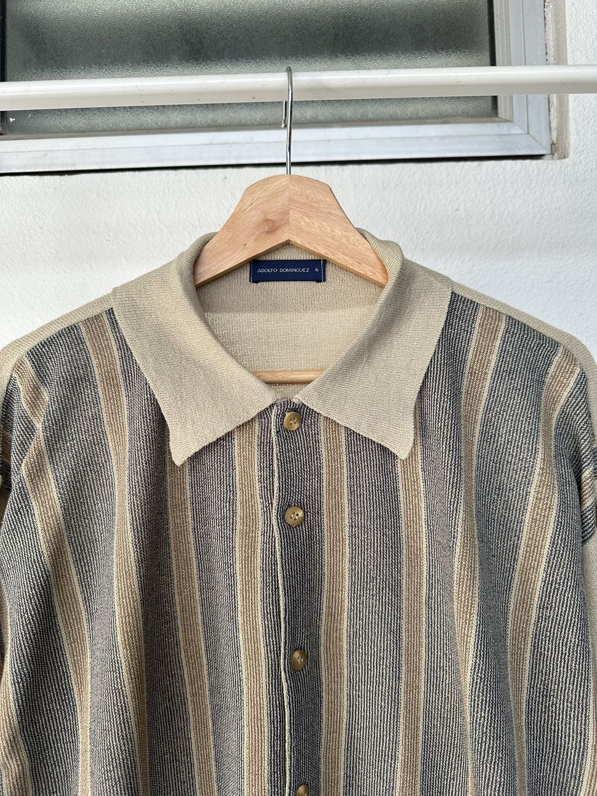 Adolfo Dominguez 90's Adolfo Dominguez knitted striped button up Size US XL / EU 56 / 4 - 7 Thumbnail
