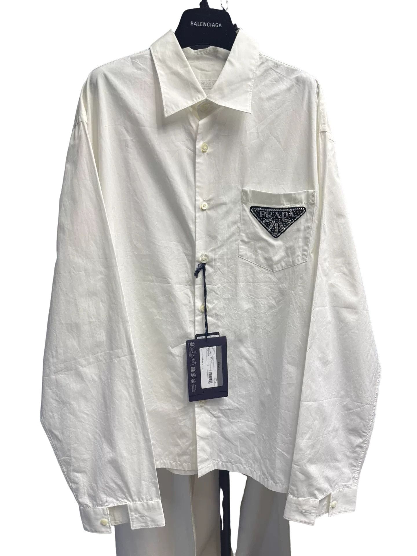 Prada Prada Rhinestone Logo Patch Shirt Size L Size US L / EU 52-54 / 3 - 1 Thumbnail