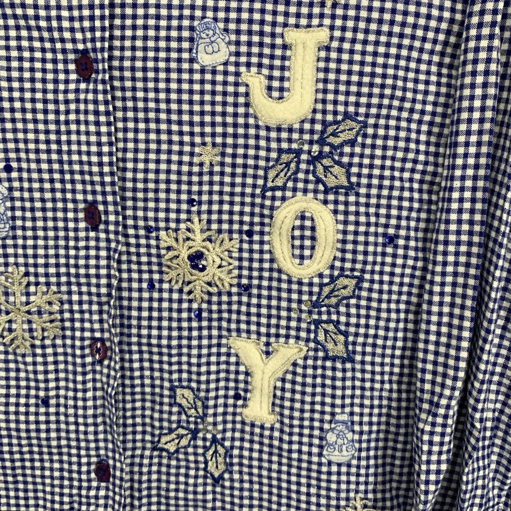 Vintage VINTAGE Bobbie Brooks Women's Plus Size Christmas Shirt 18W Blue Plaid Long Sleeve Sequin Snowmen Snowflakes Holiday Winter Size XXL / US 16-18 / IT 52-54 - 5 Thumbnail