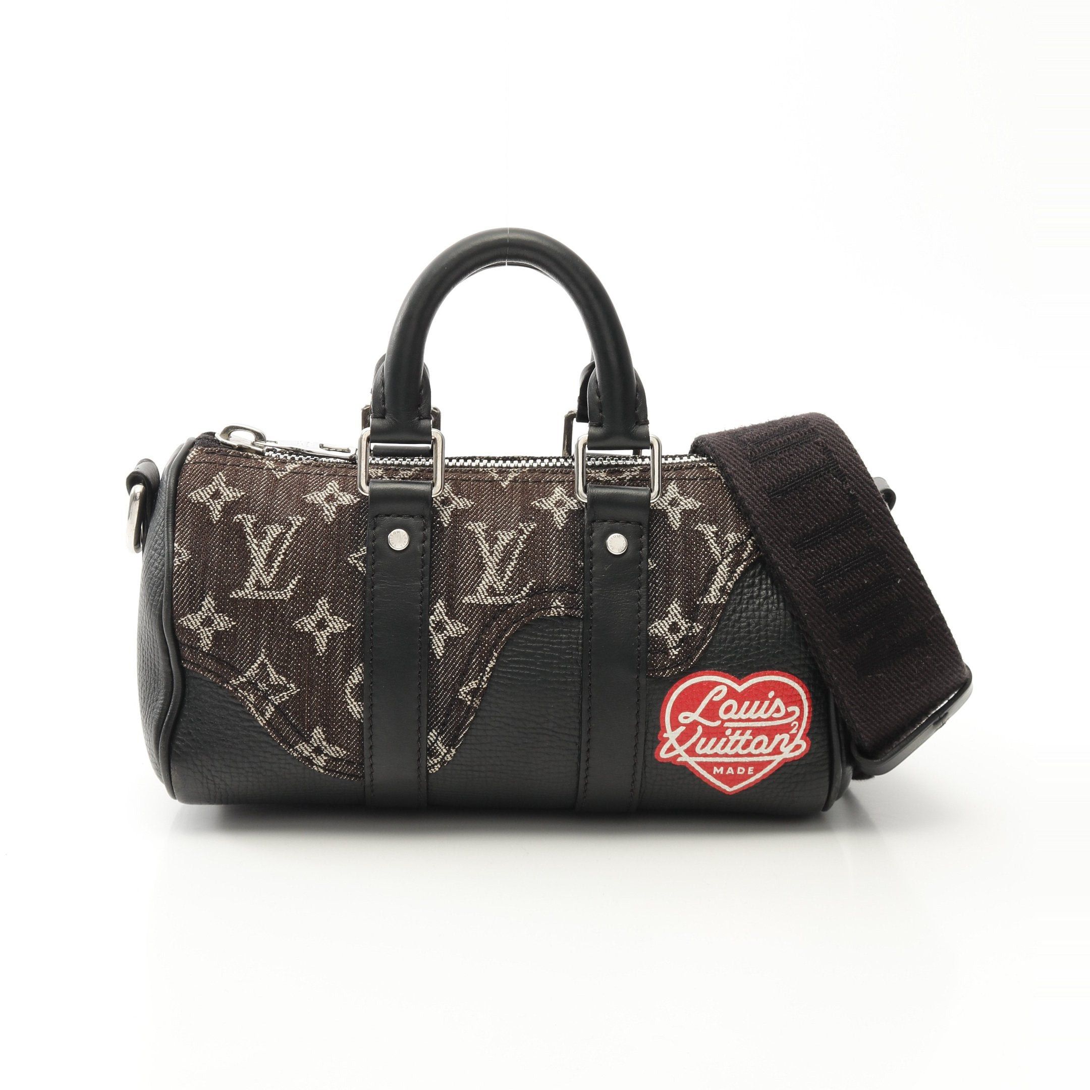 Louis Vuitton Louis Vuitton Louis Vuitton * Nigo Keepall Xs Monogram Denim Noir Handbag Mini Boston Bag Canvas Leather Black Size ONE SIZE - 1 Thumbnail