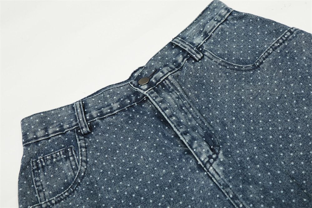 Jean Men's vintage heart-embroidered polka dot curved jeans Size US 32 / EU 48 - 3 Thumbnail