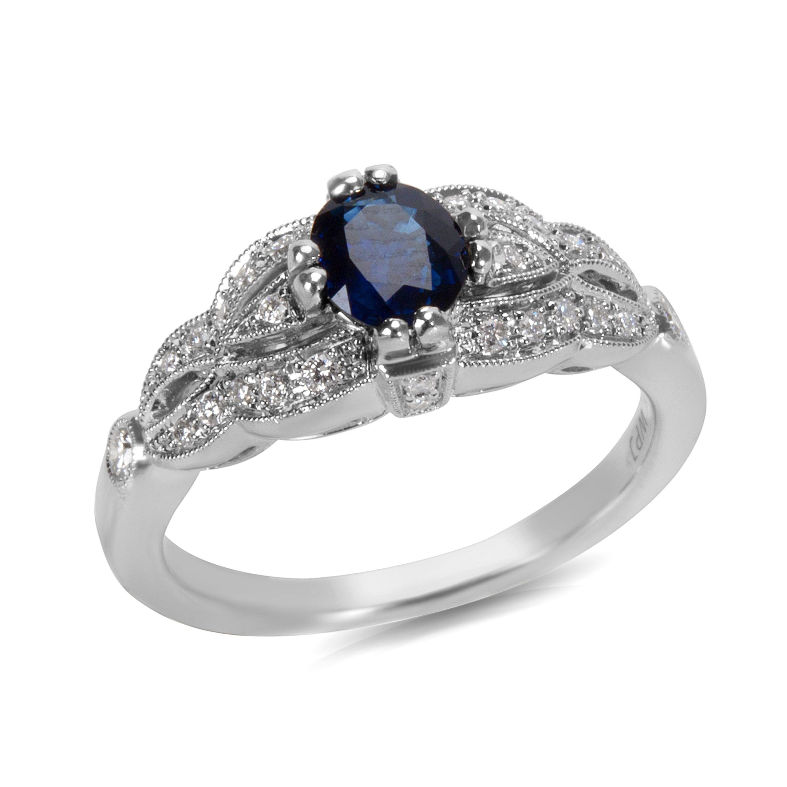 image of Tiffany Co Sapphire & Diamond Ring In 18K White Gold (5/8 Ct Sapphire), Women's
