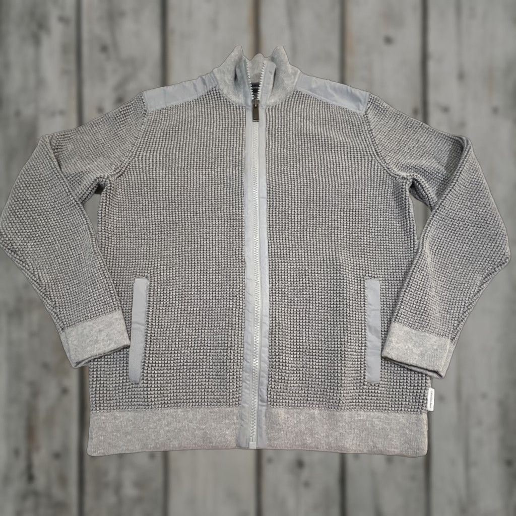 Calvin Klein VINTAGE Calvin Klein Sweater Men L Ribbed Knit Cotton Mock Neck Full Zip Jacket Gray Size US L / EU 52-54 / 3 - 1 Thumbnail