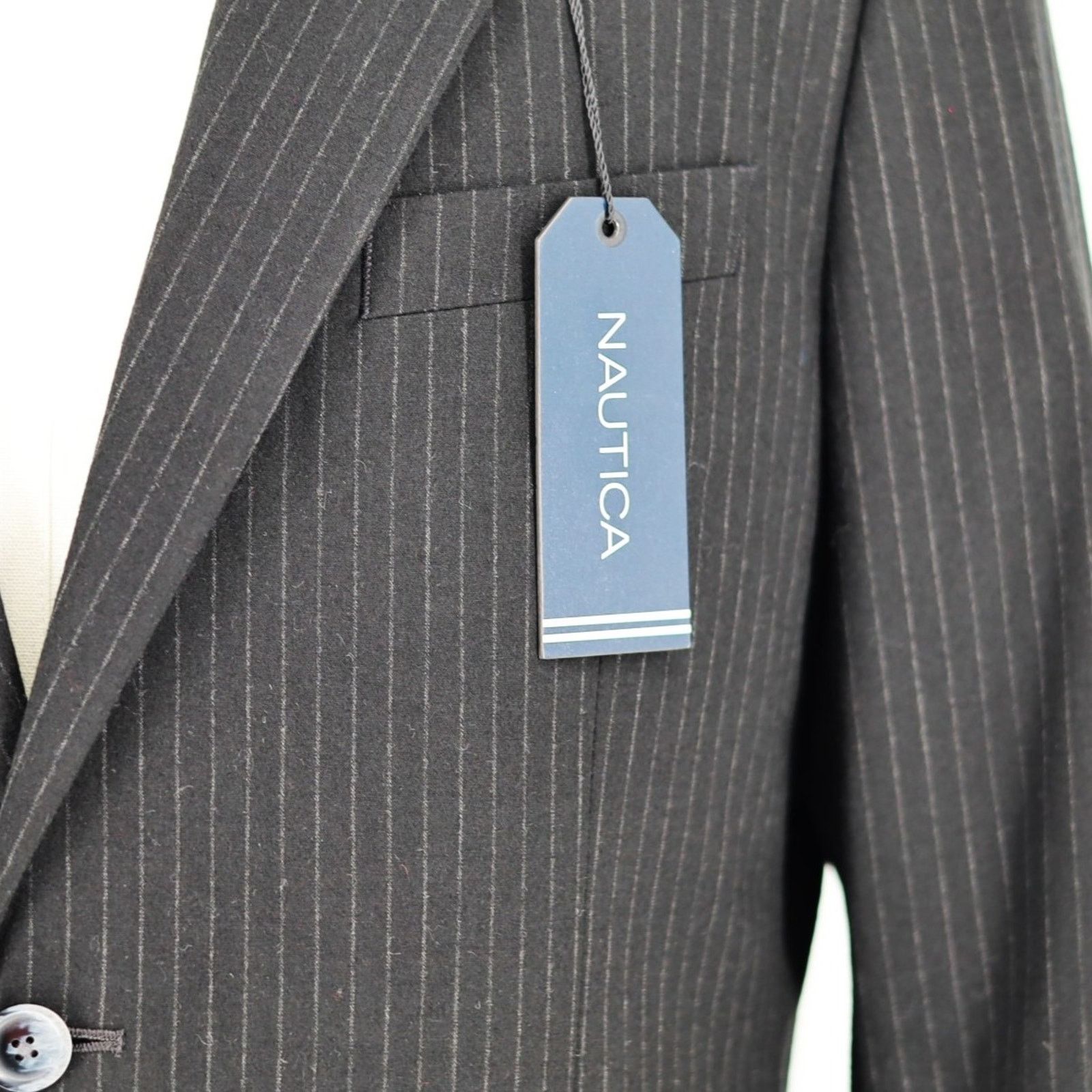 Nautica Nautica Men's Black Stripe Modern-Fit Suit Blazer Size 42S Size 42S - 4 Thumbnail