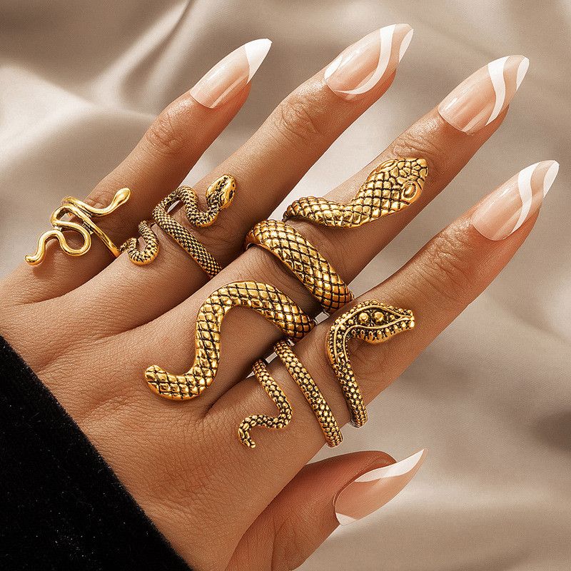 Jewelry Snake Hip-hop Jewelry Rings Open Chrome Ring (Size 7-13) Size ONE SIZE - 6 Thumbnail