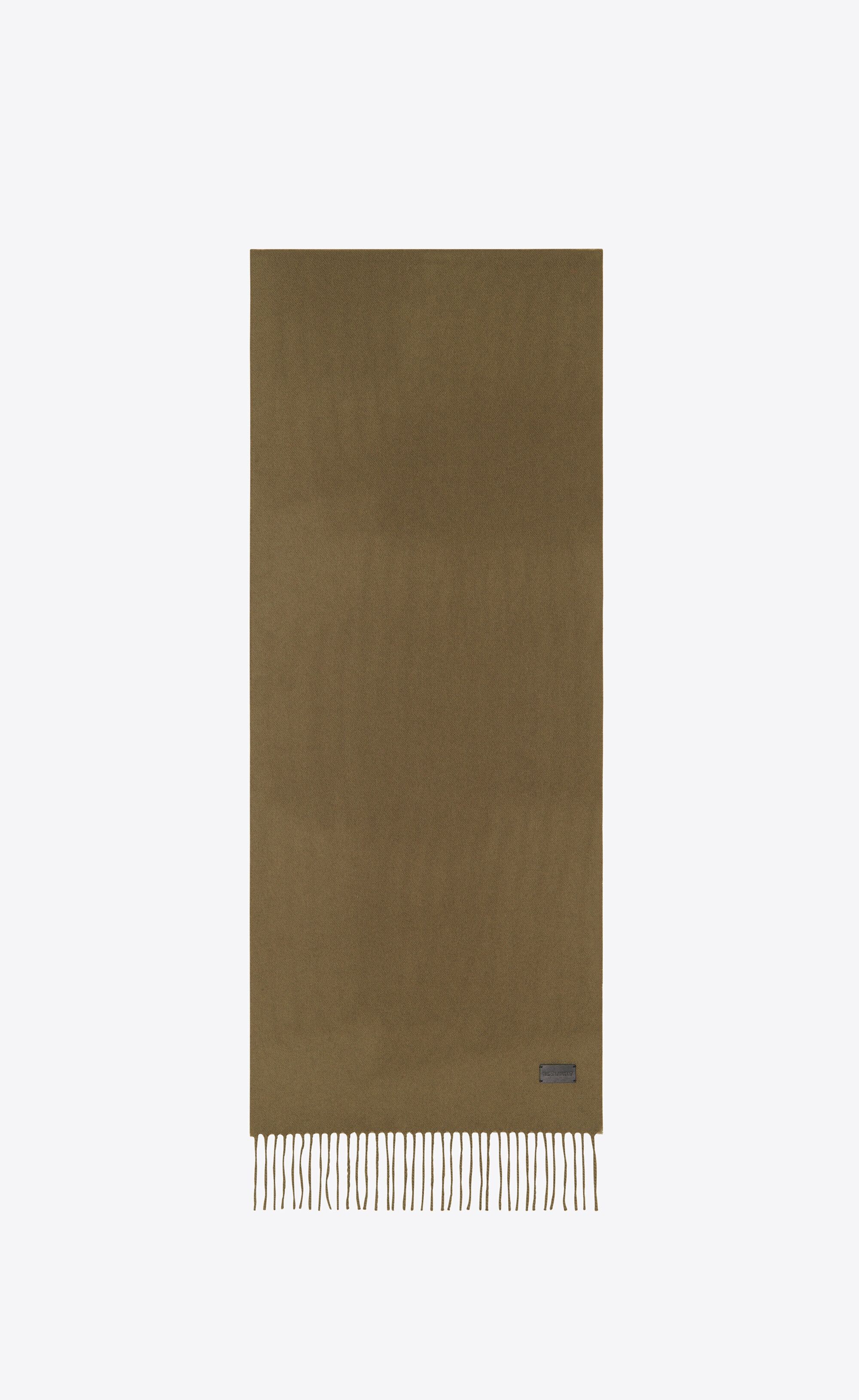 Saint Laurent Paris o1b1hav110924 Size: OS / Signature Scarf in khaki Size ONE SIZE - 1 Thumbnail