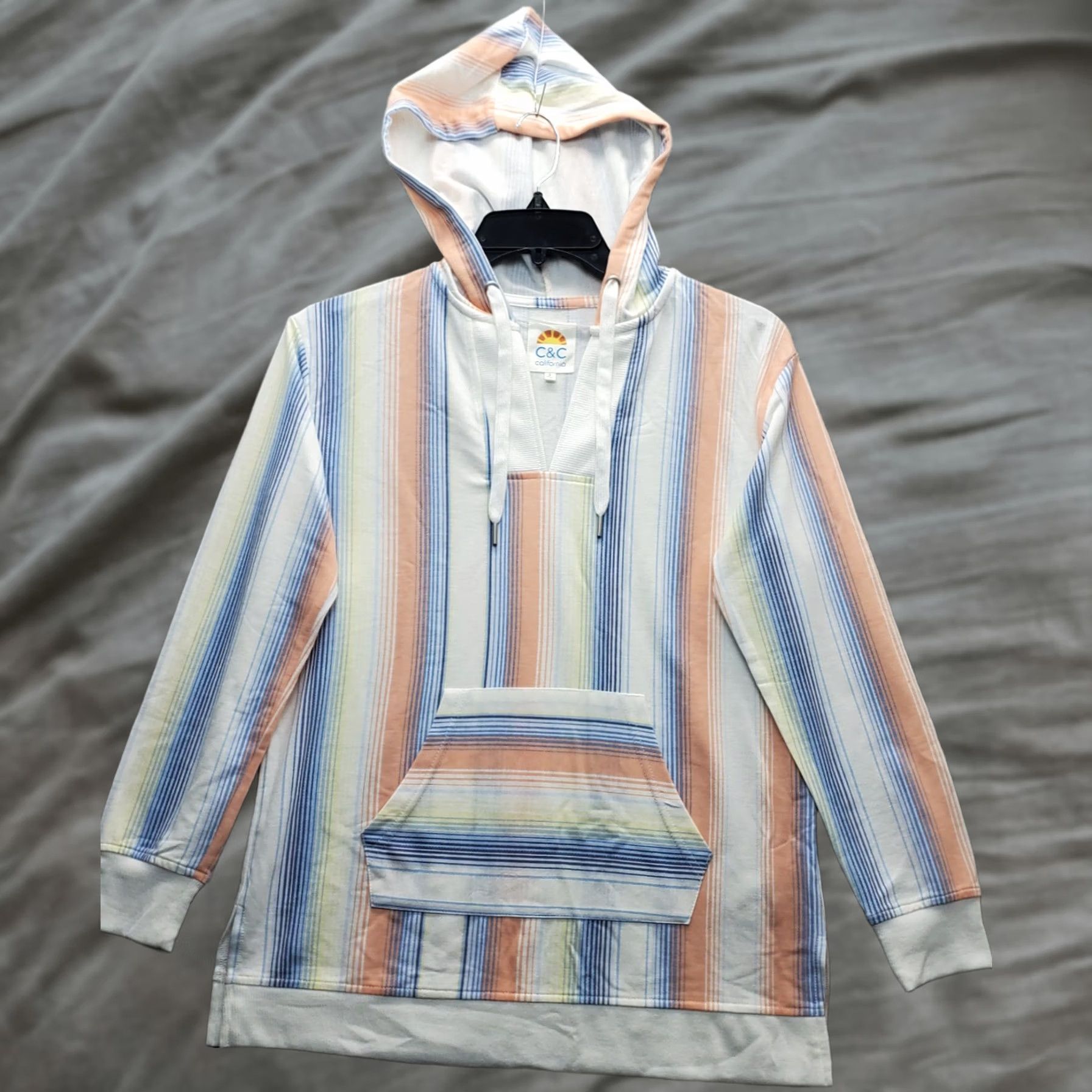Vintage C&C California Hoodie Unisex Size S Mult striped Kangaroo Pocket Raglan Sleeve EUC Unisex Adults Mens Womens Size US S / EU 44-46 / 1 - 1 Thumbnail