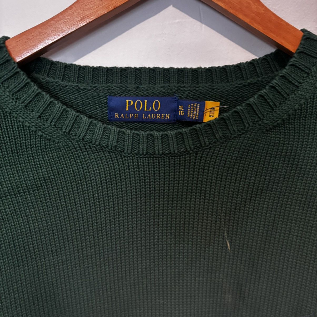 Polo Ralph Lauren Polo Ralph Lauren Forest Green Knit Cotton Sweater Size US XL / EU 56 / 4 - 2 Thumbnail