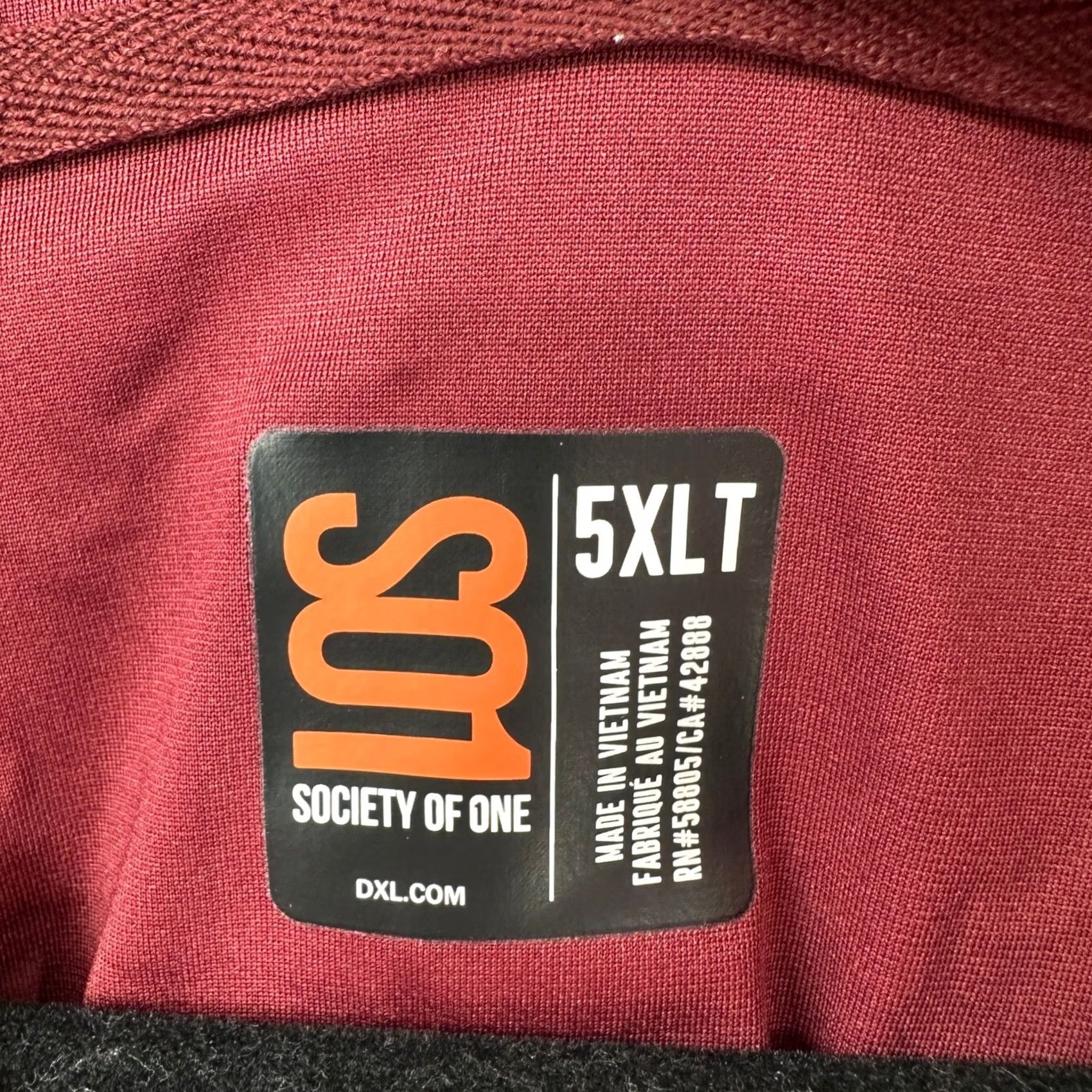 Vintage DXL Society of One Mens Burgundy Full Zip Hooded Longline Jacket 5XLT Size US XXL / EU 58 / 5 - 4 Thumbnail