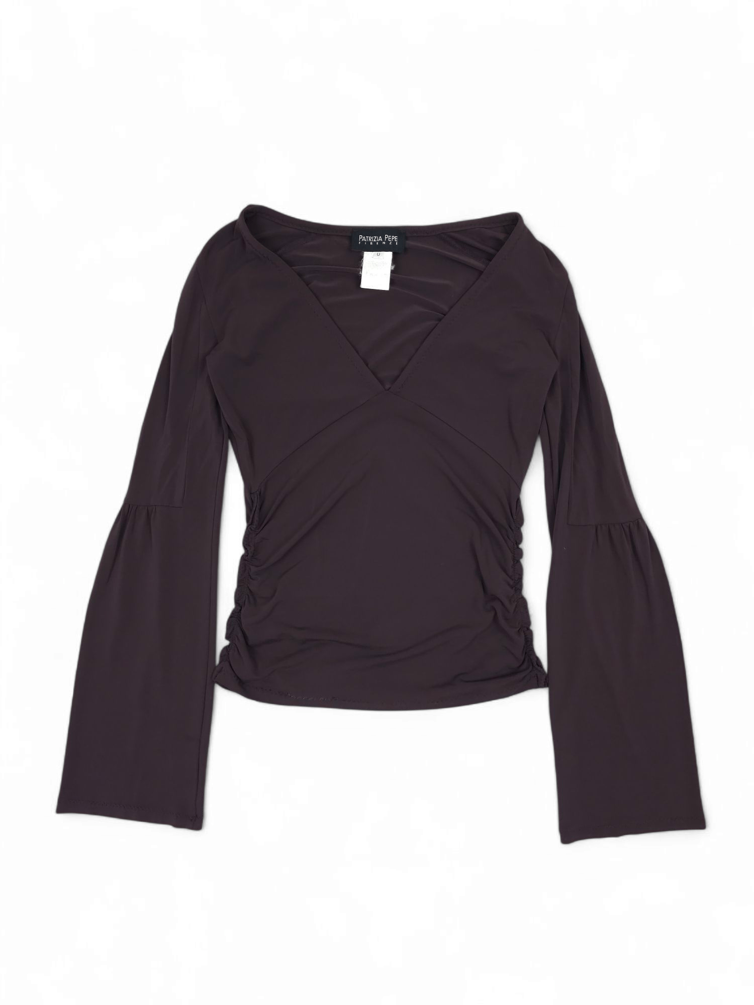 Patrizia Pepe 💎 Patrizia Pepe Purple V-neck Top Blouse Violet Dark Size S / US 4 / IT 40 - 5 Thumbnail