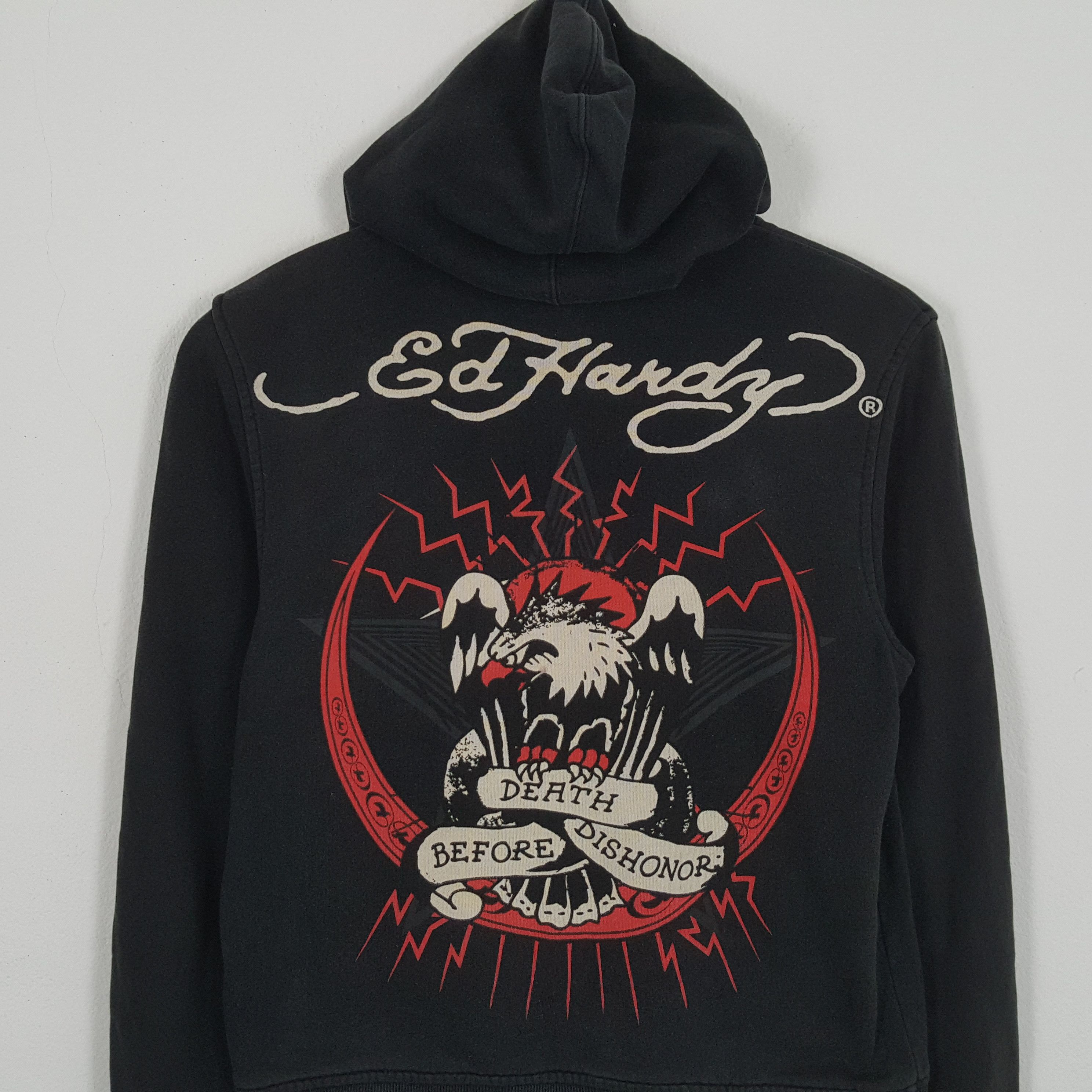 Christian Audigier × Ed Hardy × Vintage ED HARDY Rare Design Punk Rock Style Zipper Hoodies Size US S / EU 44-46 / 1 - 2 Thumbnail