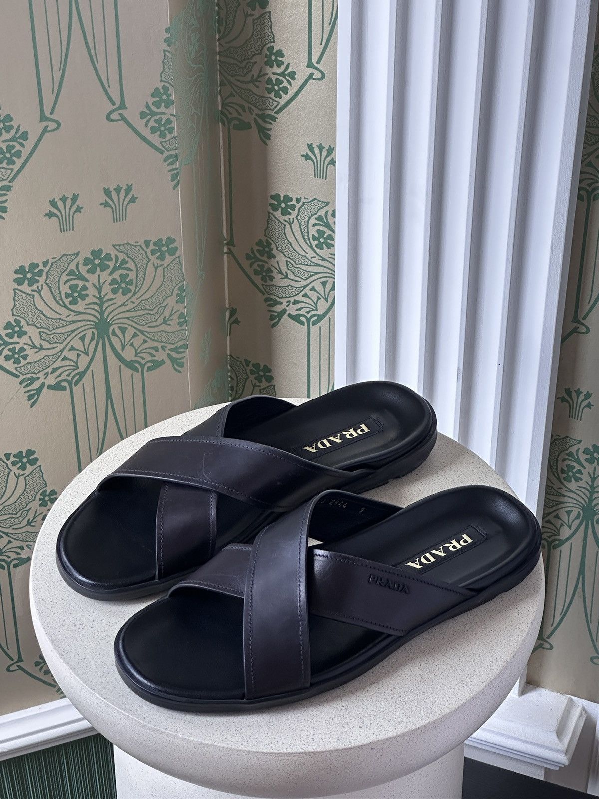 Prada RPADA Sandals Saffiano Leather Black Size: US 9/ EU 43 Size US 9 / EU 42 - 1 Thumbnail