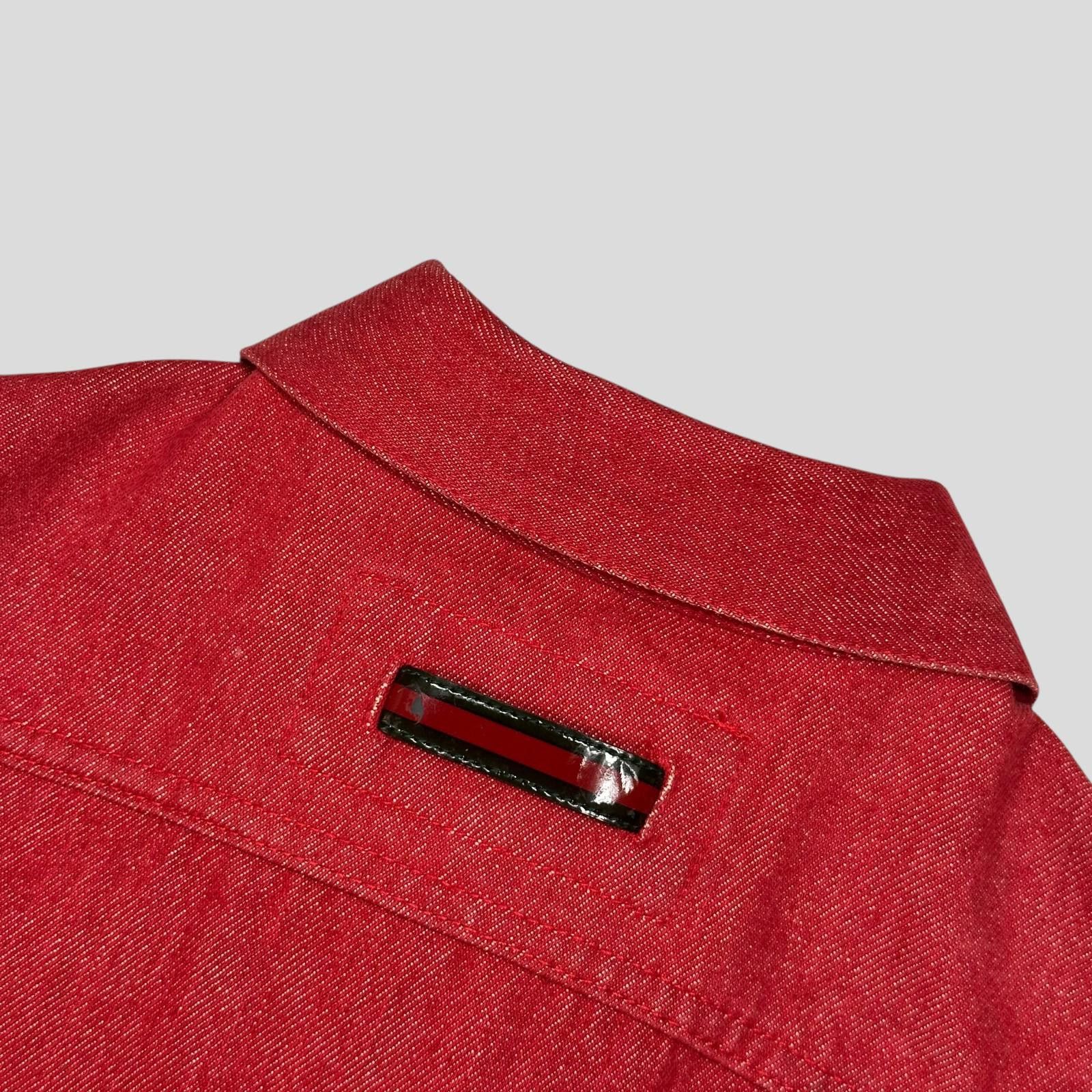 Gucci by Tom Ford 1999 Red Denim Cropped Front Drop Jacket S
