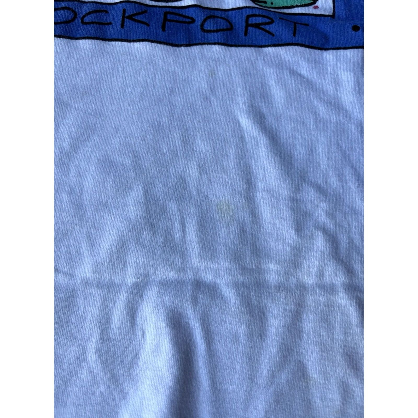 Hanes VINTAGE Hanes Rockport Mass Sailboats T-Shirt Large White Cotton Blend USA Graphic Print Crew Neck Men Size US L / EU 52-54 / 3 - 5 Thumbnail
