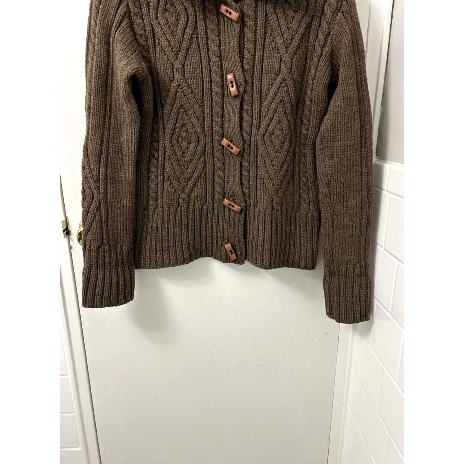 Paul James VTG Paul James Cardigan Sweater Womens Small Brown 100% Wool Cable Knit Toggle Heavyweight Fall Winter Mens? Size S / US 4 / IT 40 - 3 Thumbnail
