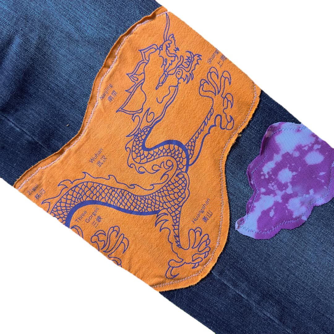 Playboy Upcycled “DRAGON POWER” Timberland Jeans Size 32" / US 10 / IT 46 - 4 Thumbnail