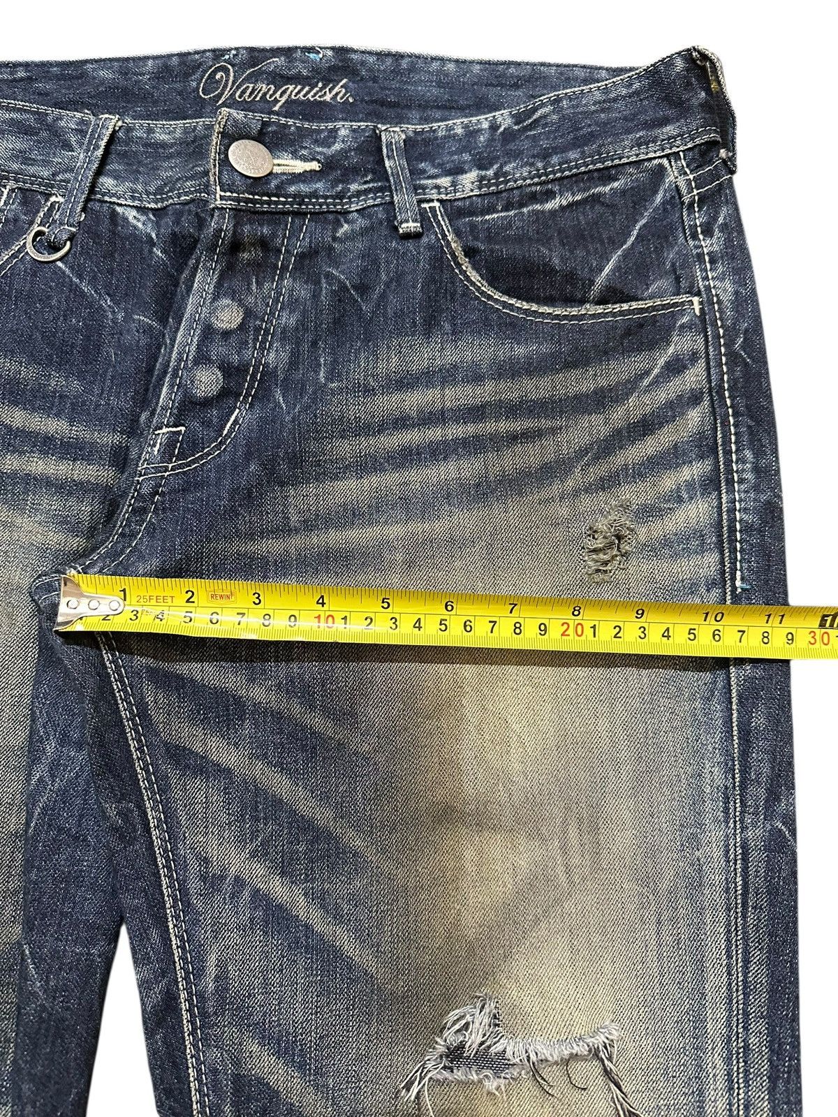 Japanese Brand Vintage Japan Vanquish Faded Wash Thunder Distress Flare Size US 34 / EU 50 - 14 Thumbnail