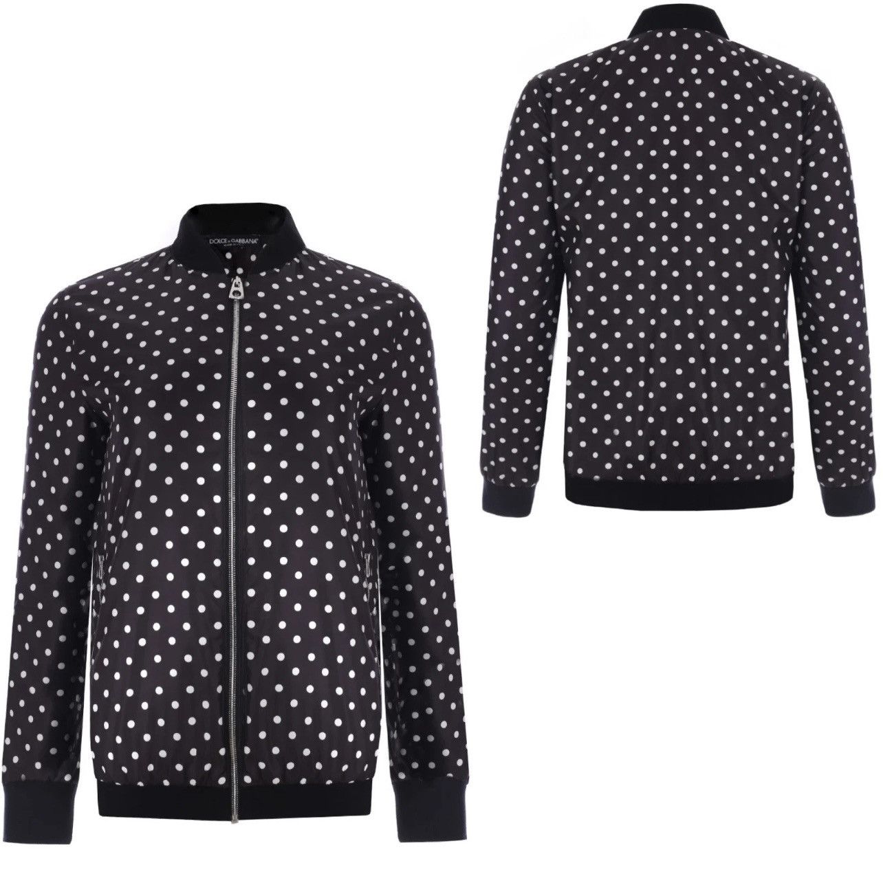 Dolce & Gabbana Dolce&Gabbana Black Polka Dot Zip Bomber Jacket Size M / US 6-8 / IT 42-44 - 2 Thumbnail