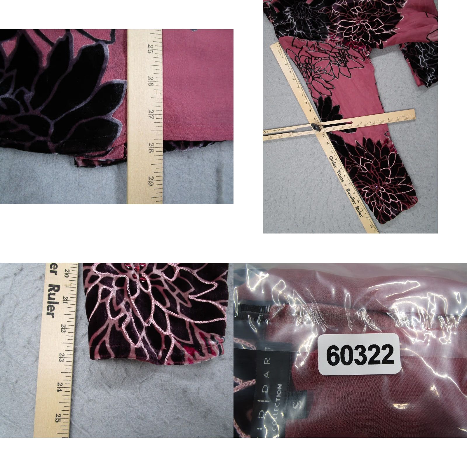 Velvet VINTAGE David Dart Collection Shirt Womens Small Pink Black Floral Velvet Burnout Silk Size S / US 4 / IT 40 - 8 Thumbnail