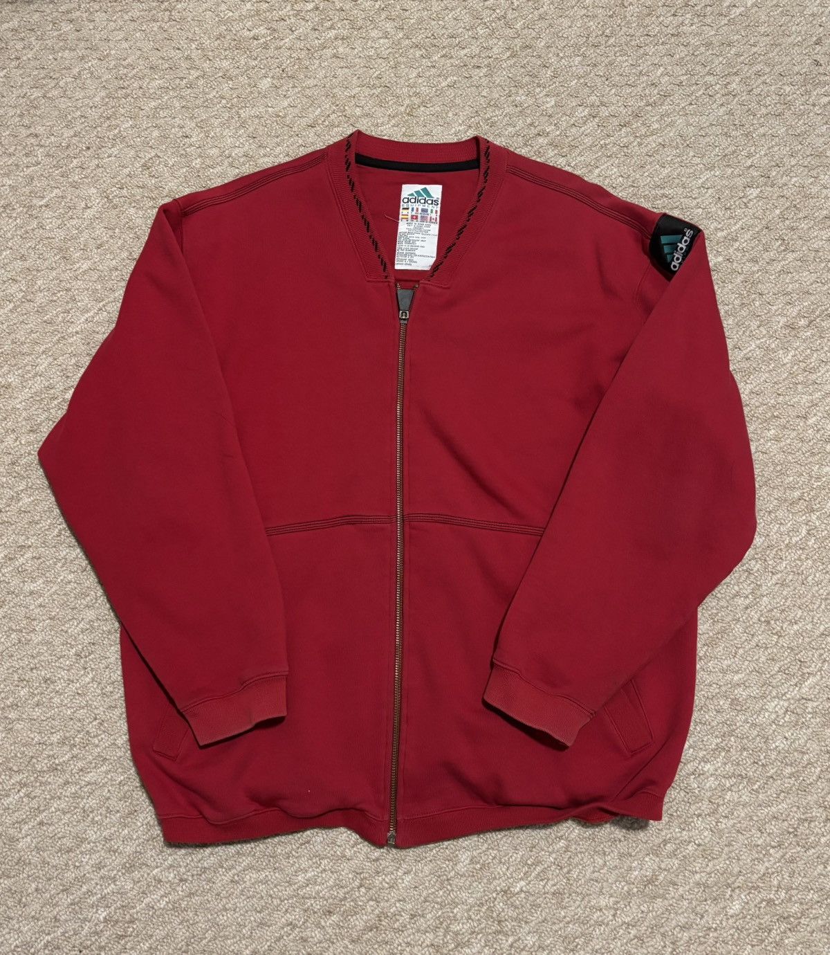 Adidas Vintage Red Adidas Sportswear Crew Zip Jacket Size US M / EU 48-50 / 2 - 1 Thumbnail