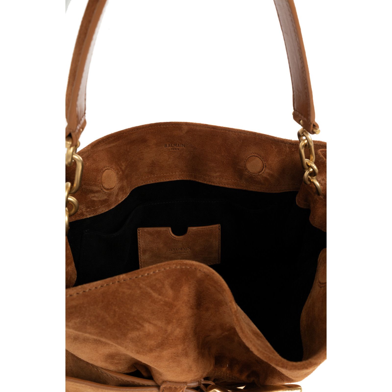Balmain BALMAIN Anthem Medium Brown Suede Shoulder Bag New Size ONE SIZE - 4 Thumbnail