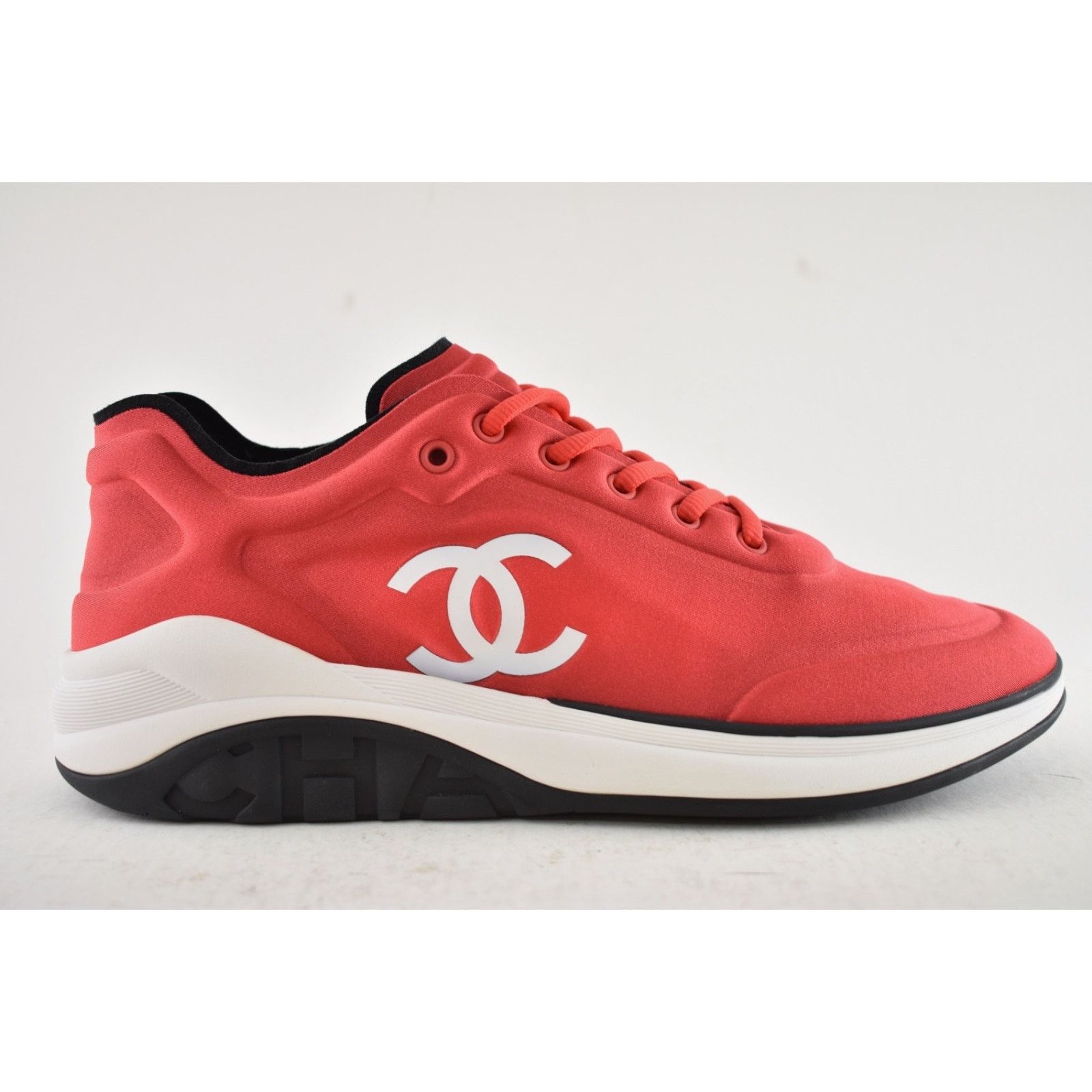 Chanel Chanel Mens 19P Red Lycra White Black CC Logo Lace Low Size US 10 / EU 43 - 2 Thumbnail