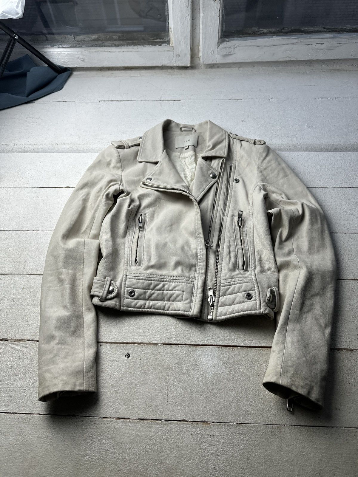 Iro 🚨Y2K RICK OWENS TYPE DIRTY SLIM FIT ZIP LEATHER JACKET Size XS / US 0-2 / IT 36-38 - 1 Thumbnail