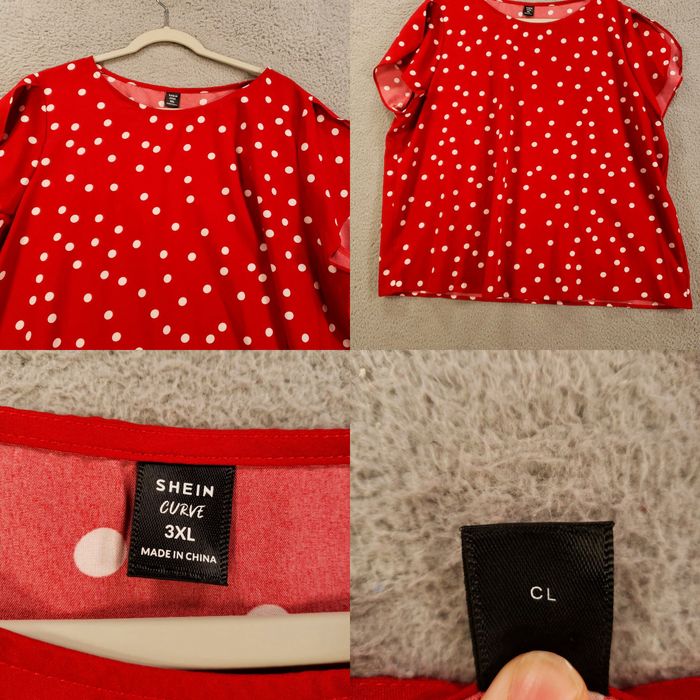 Shein Shein Curve Blouse Womens 3XL Red White Polka Dot Delicate  Lightweight Soft
