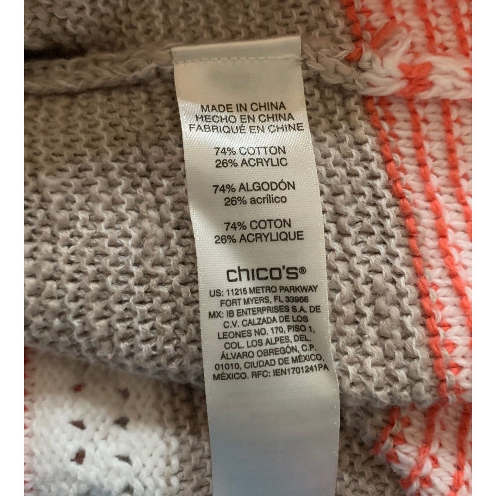 Chicos Chicos Womens Size 3 US XL Open Knit Sweater Cotton Blend Size 3XL / US 20-22 - 11 Thumbnail